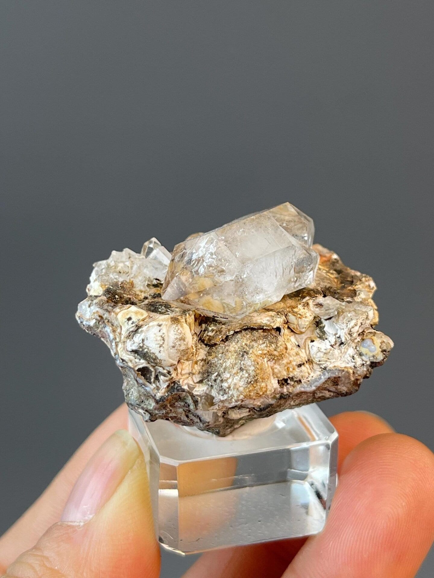 Collector quartz cluster on matrix, Namibia, vitreous luster