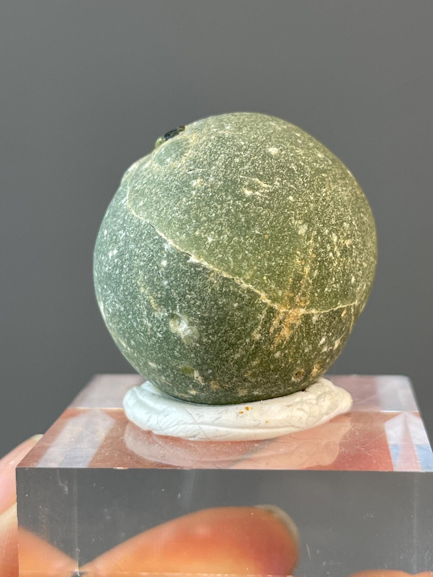 Full view of small prehnite cluster specimen