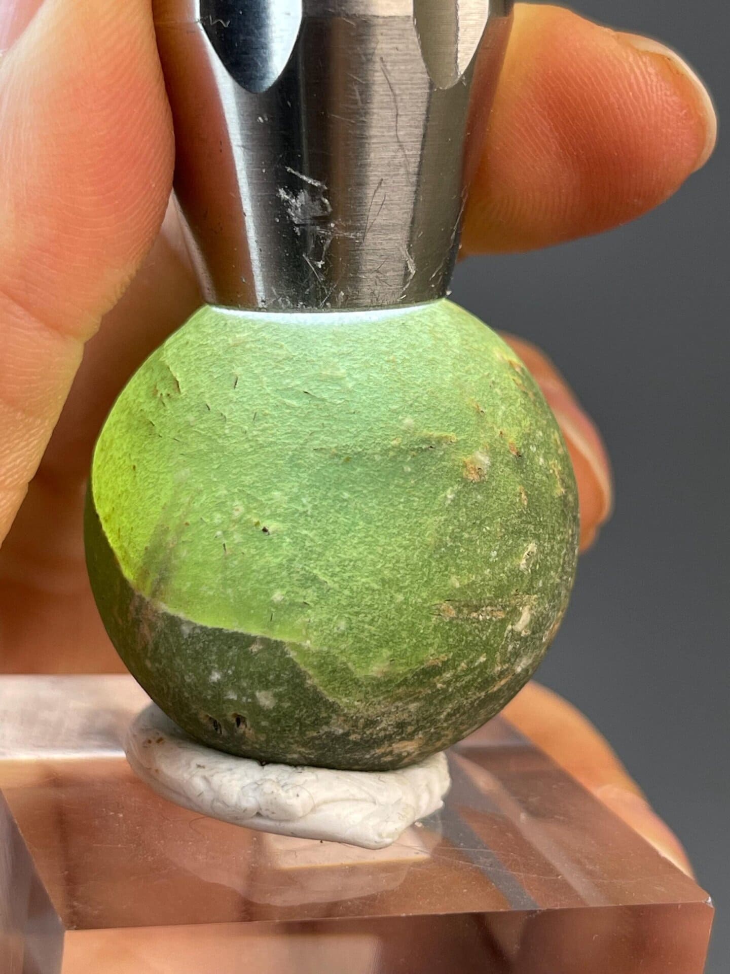 Prehnite botryoidal habit and green color close-up