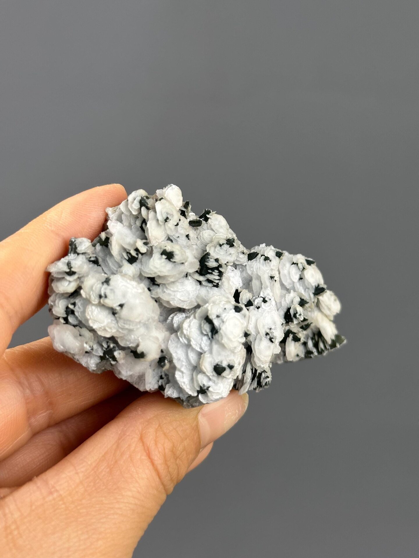 Top view of calcite and screw-growth quartz specimen