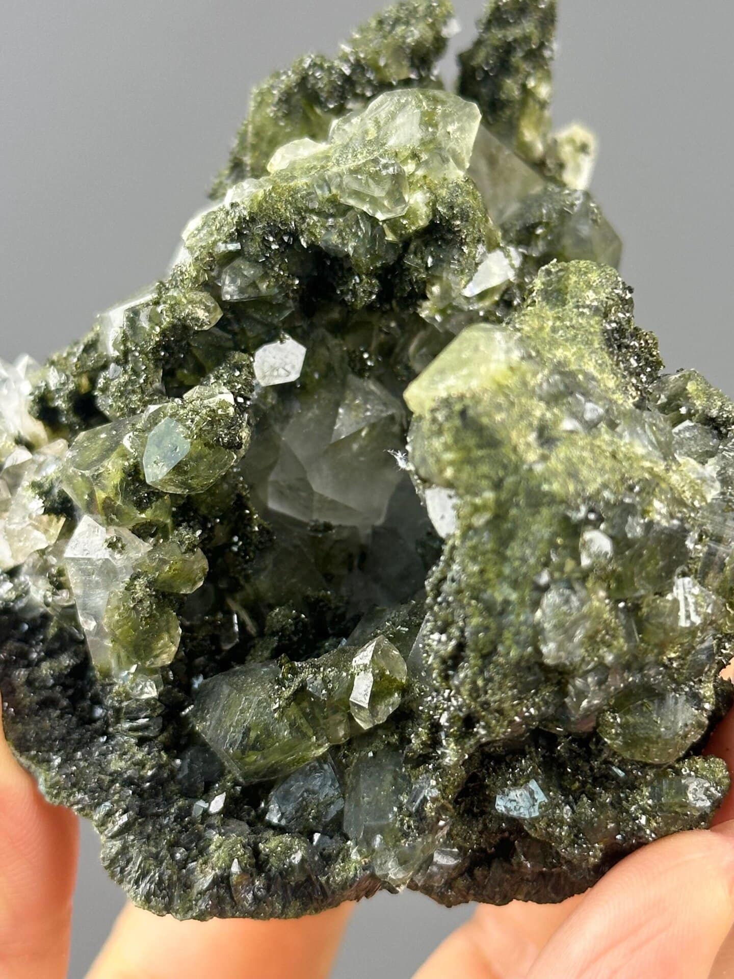 Full view of garden quartz epidote Turkey specimen