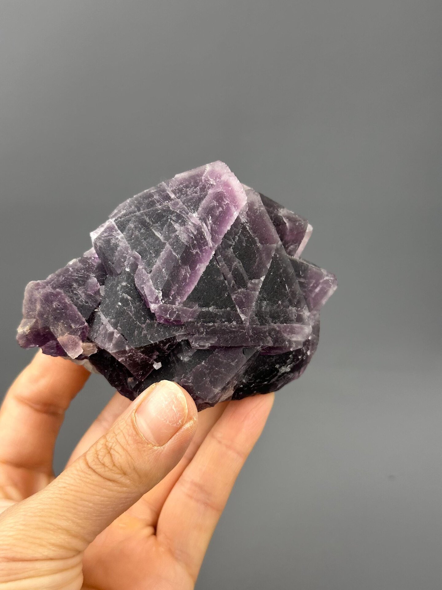 Full view of triangular fluorite Guizhou specimen