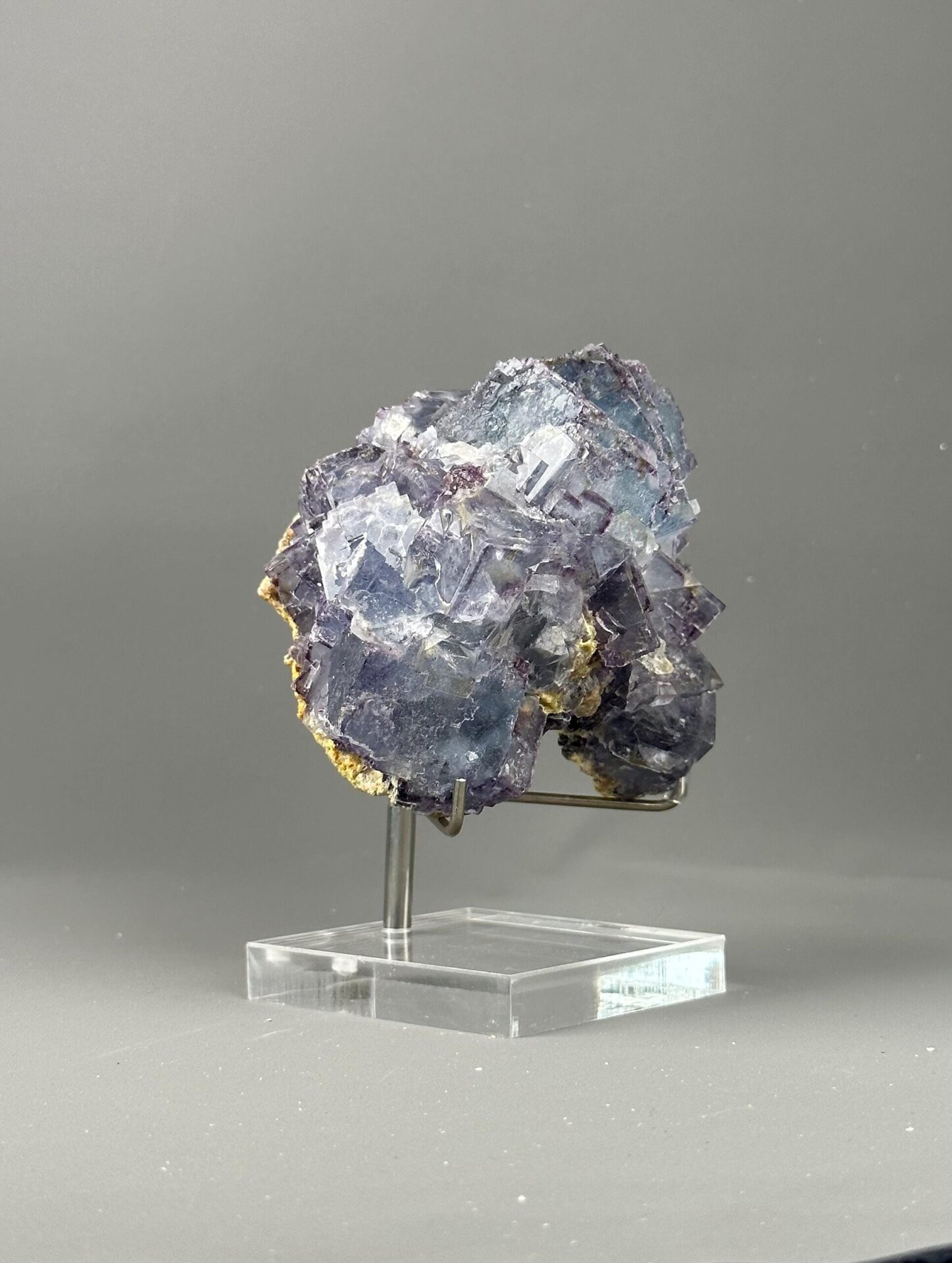 Close-up of deeply etched fluorite twin surface