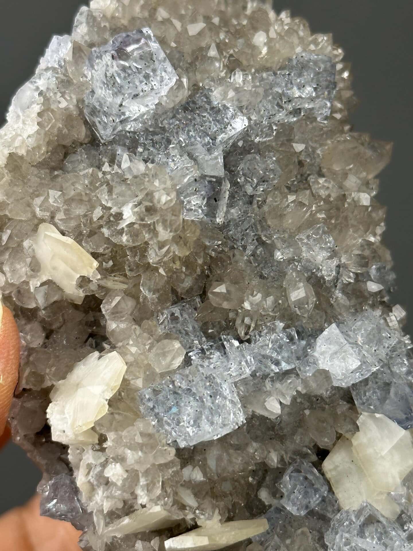 Blue fluorite cubic crystal habit close-up