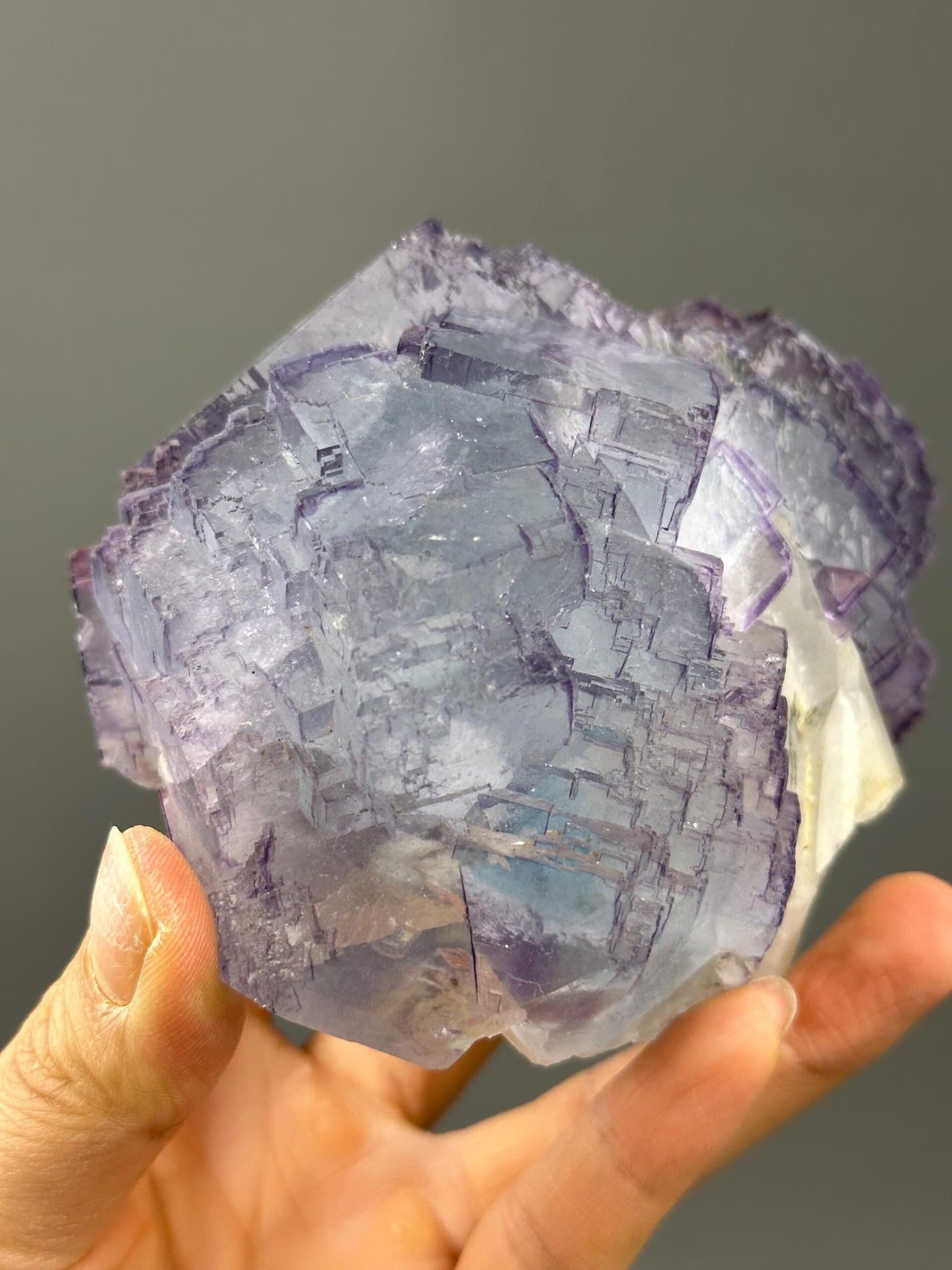 Top view of large fluorite twin crystal pair