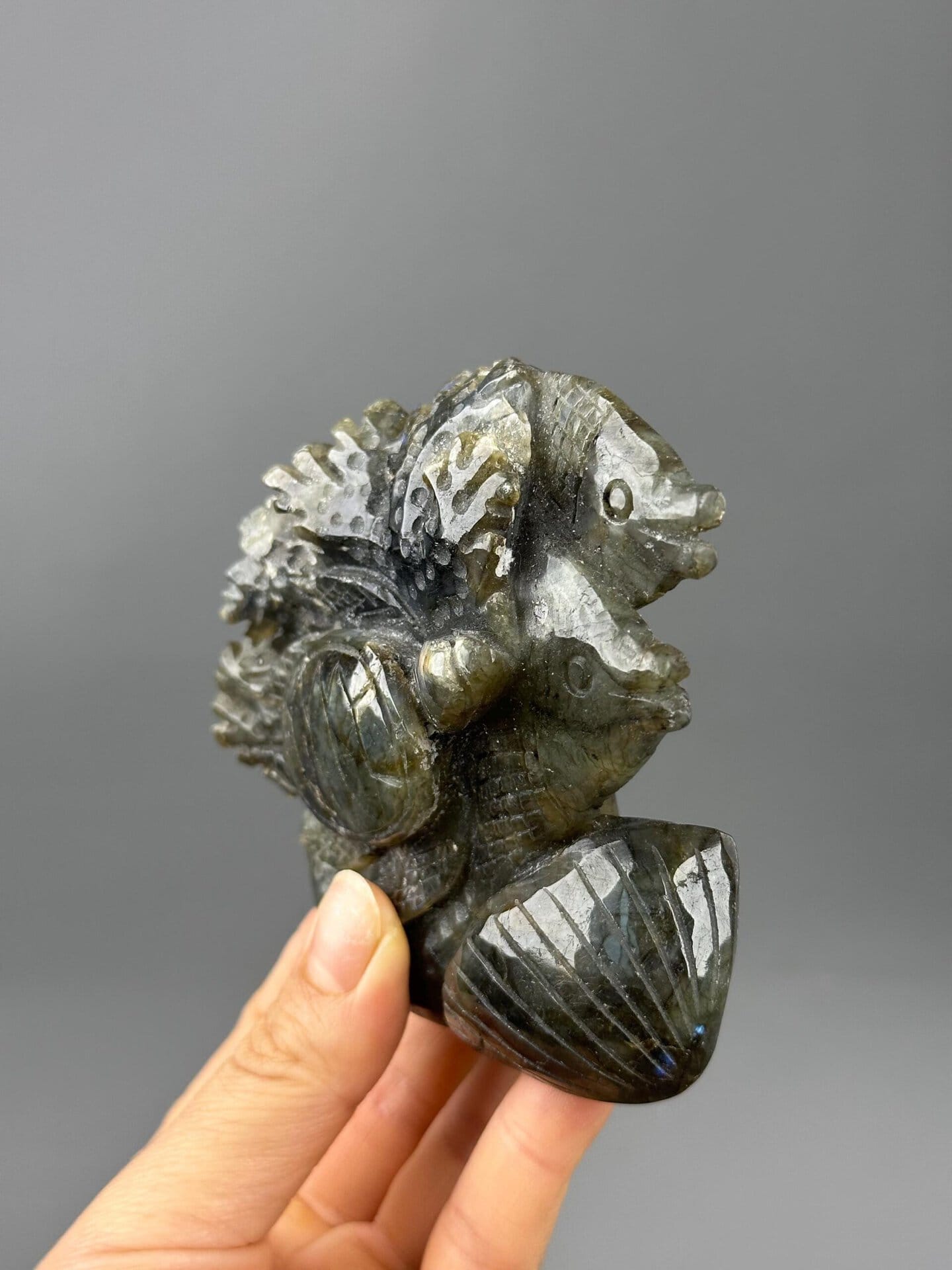 Labradorite carved base and underside