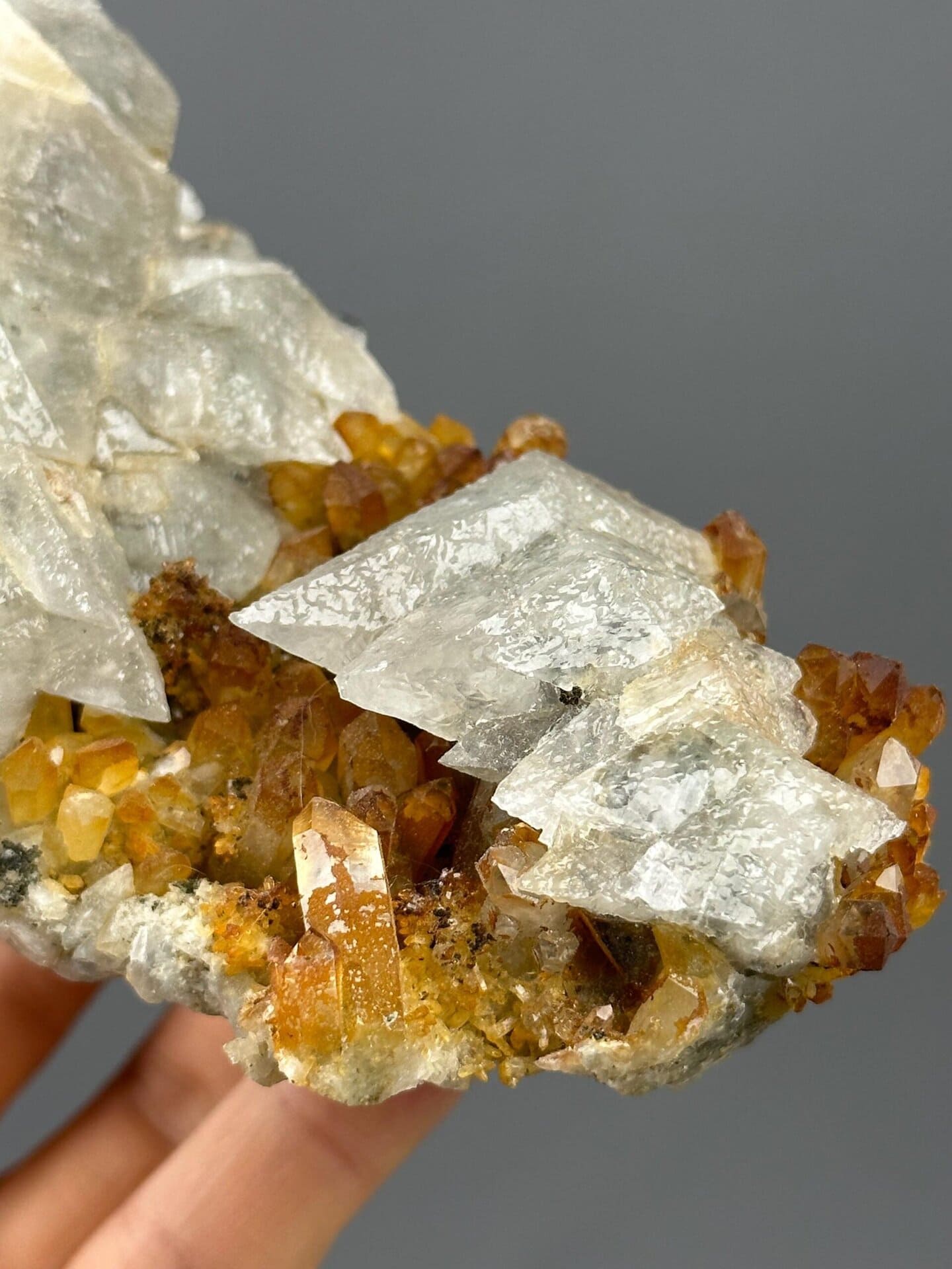 Full view of pink needle calcite Hubei specimen