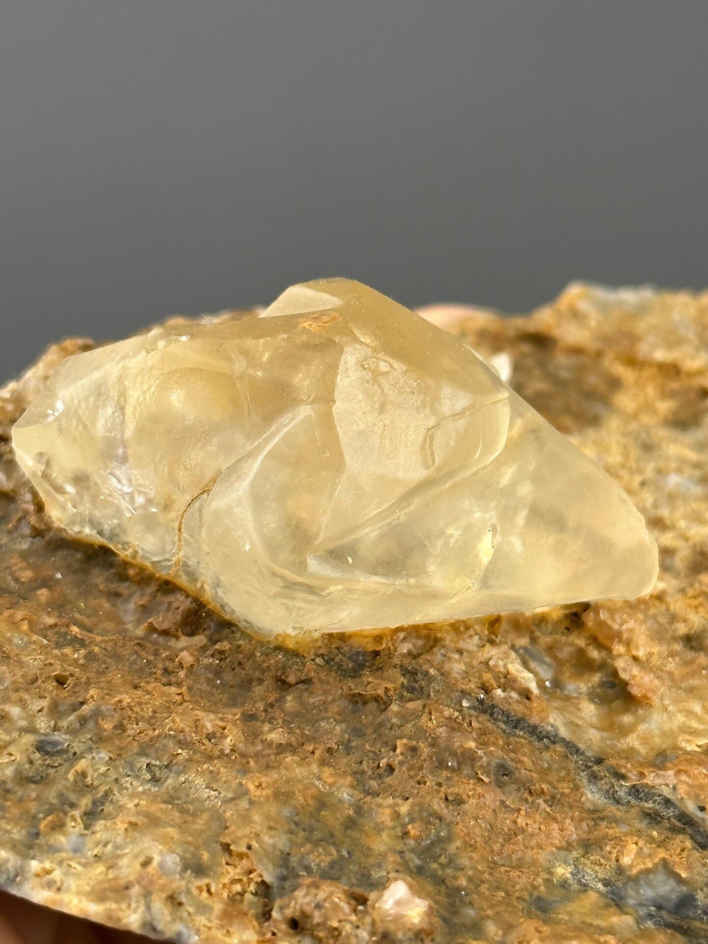 Top view of calcite twin formation on matrix
