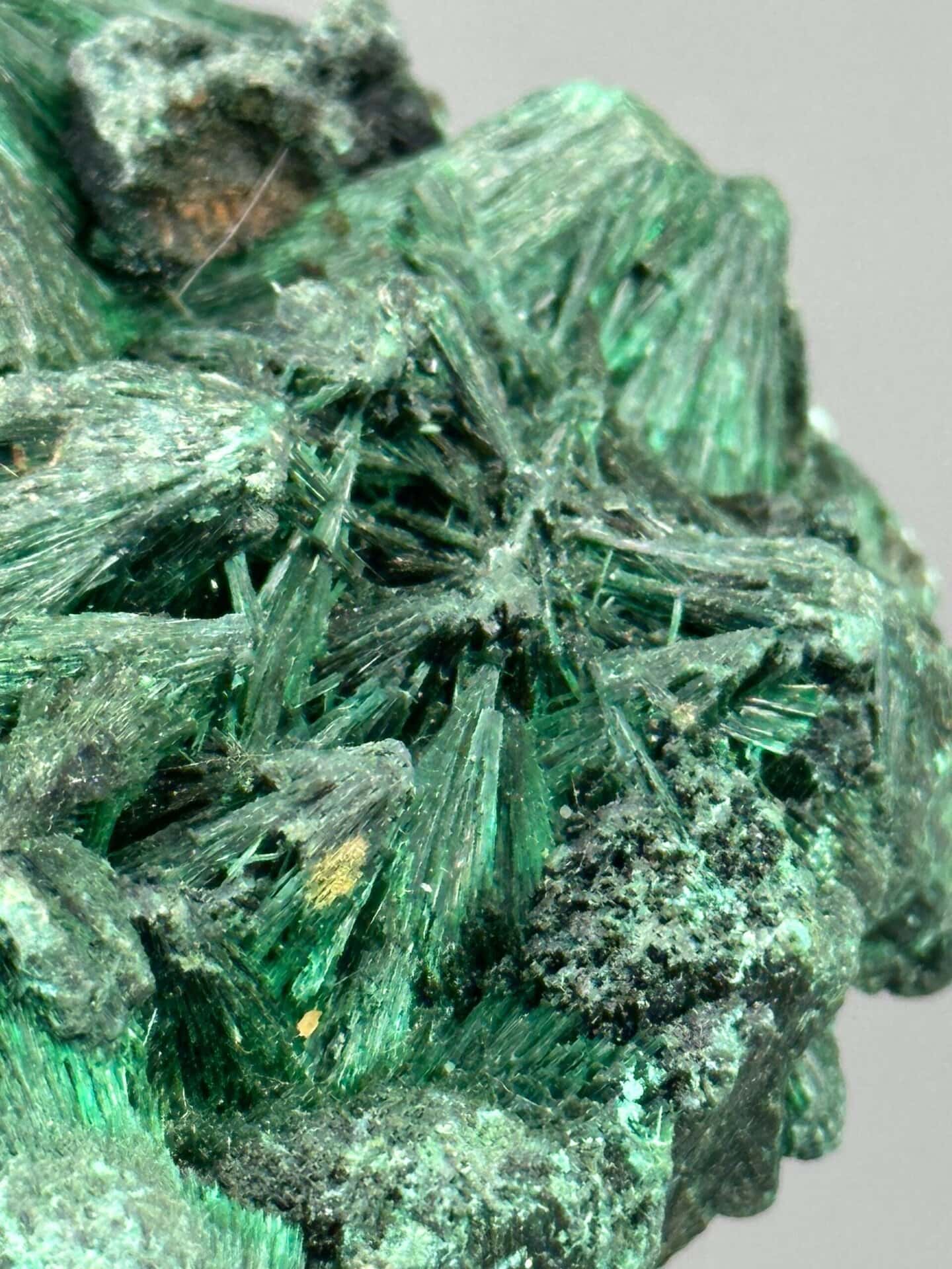 Malachite needle habit detail close-up