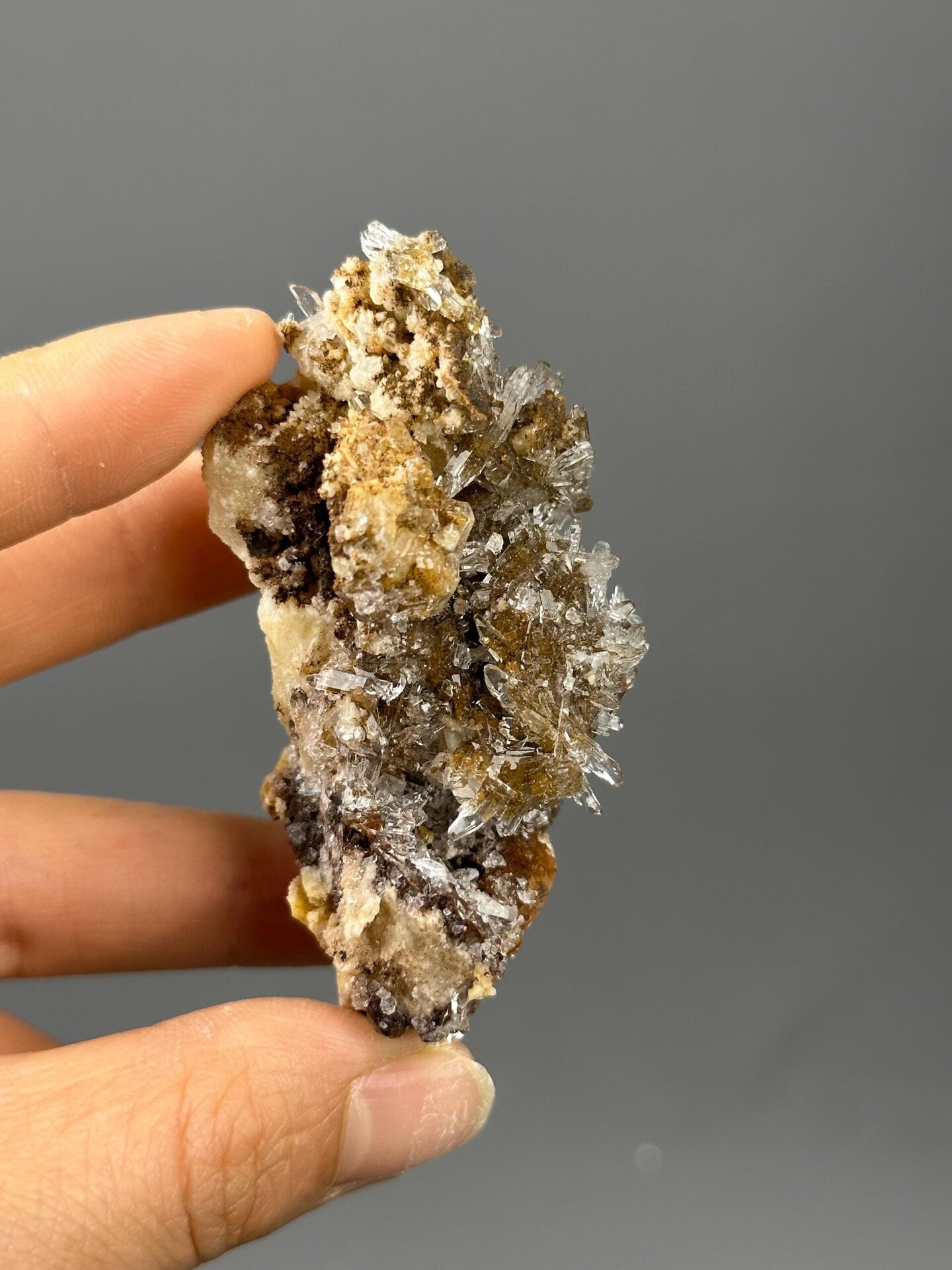 Radiating gypsum selenite needles in flower form