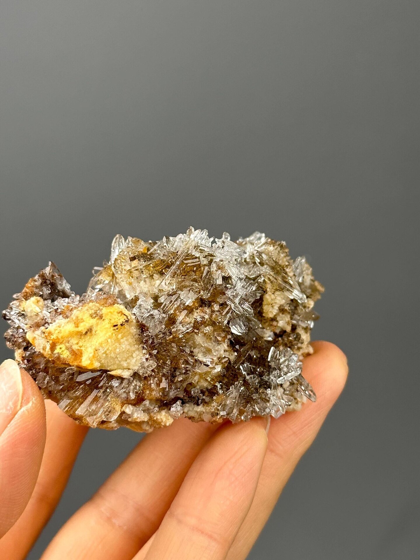 Angled view of gypsum flower needle cluster