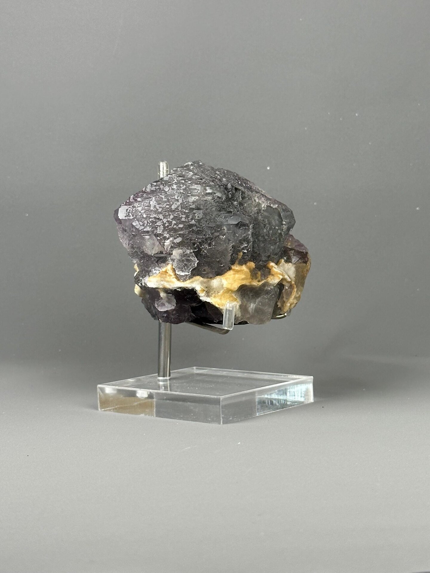 Etched surface twin fluorite crystal detail
