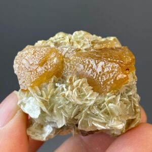 Scheelite Twin Octahedral - White Tungsten Crystals on Golden Mica - Authentic YGX Specimen - Collector's Treasure