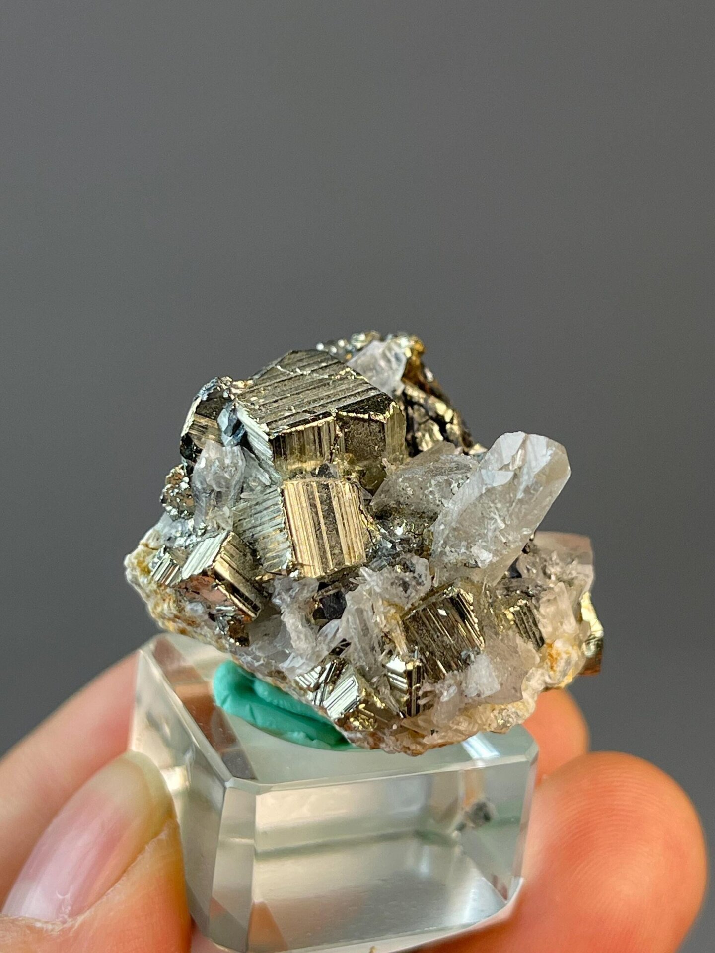 Spanish pyrite column, 1.23 oz, brilliant metallic luster