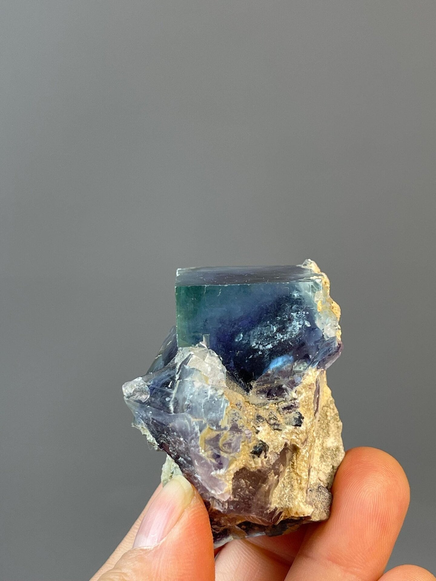 Blue phantom fluorite measuring 2.0×1.5×1.5 inches