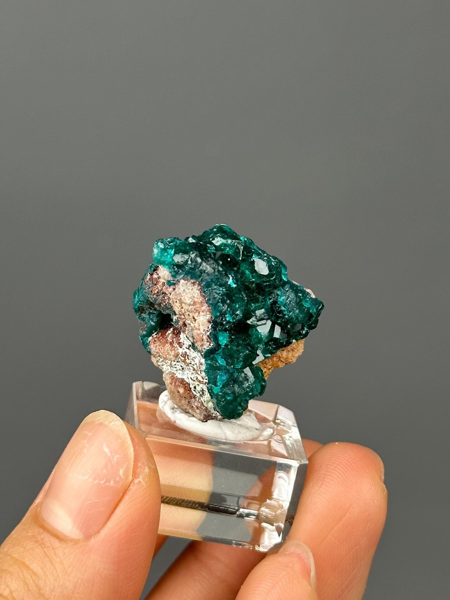 Full dioptase specimen on white background