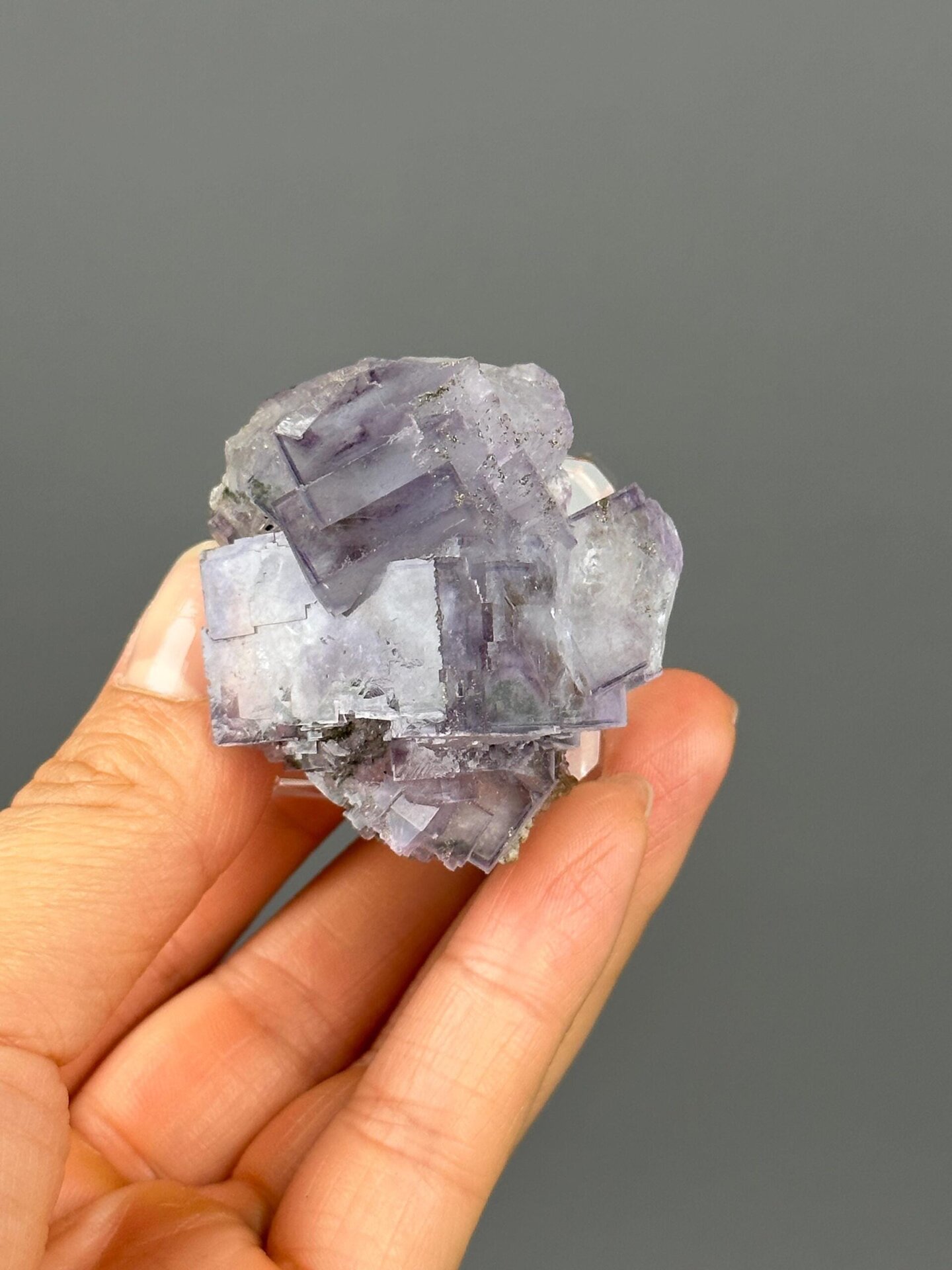 Pyrite metallic sparkle in fluorite crystal detail