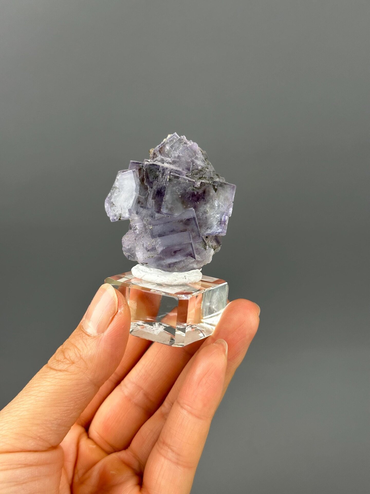 Purple fluorite twin pyrite metallic accents