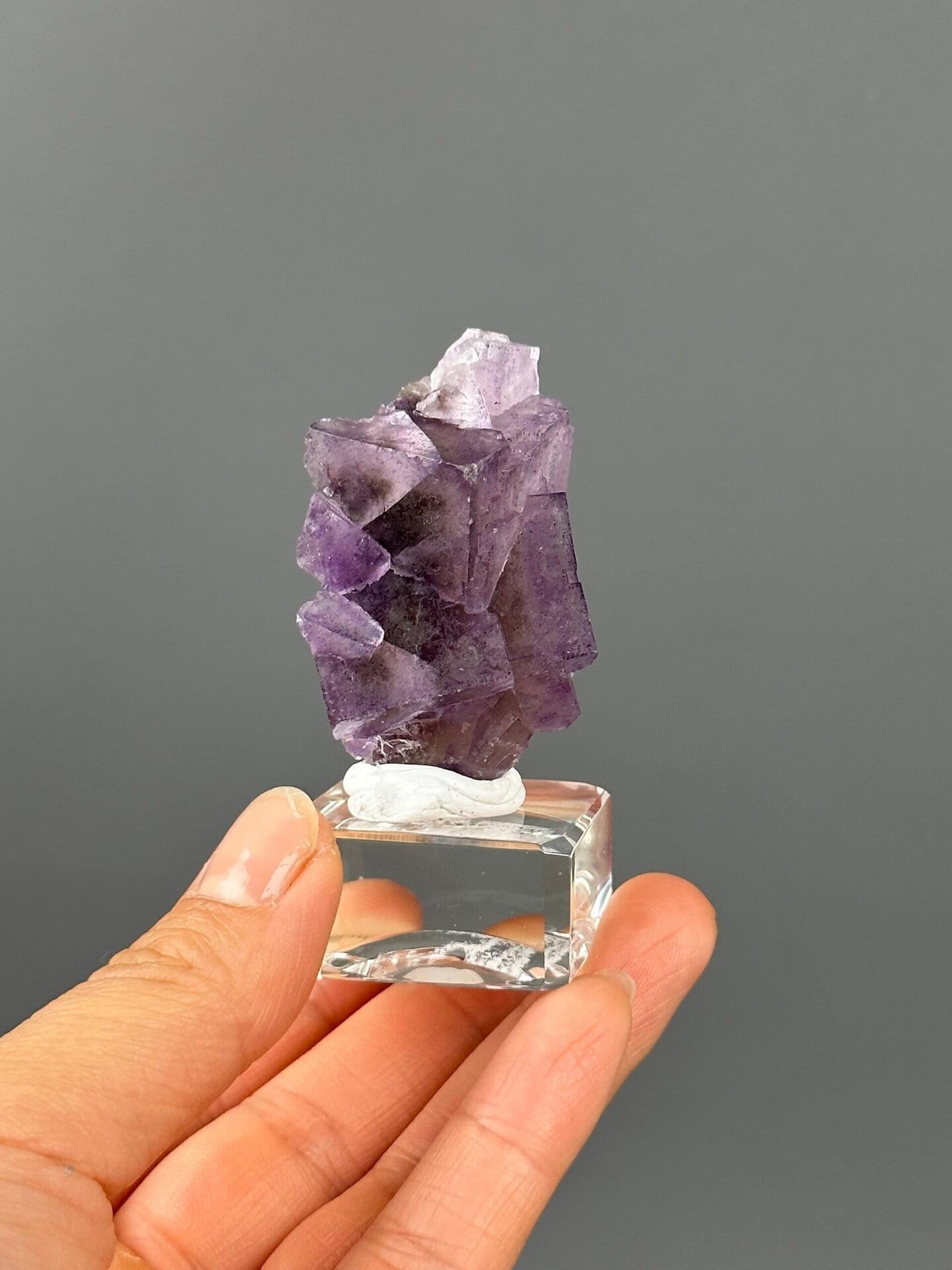 Deep purple twin fluorite color zoning