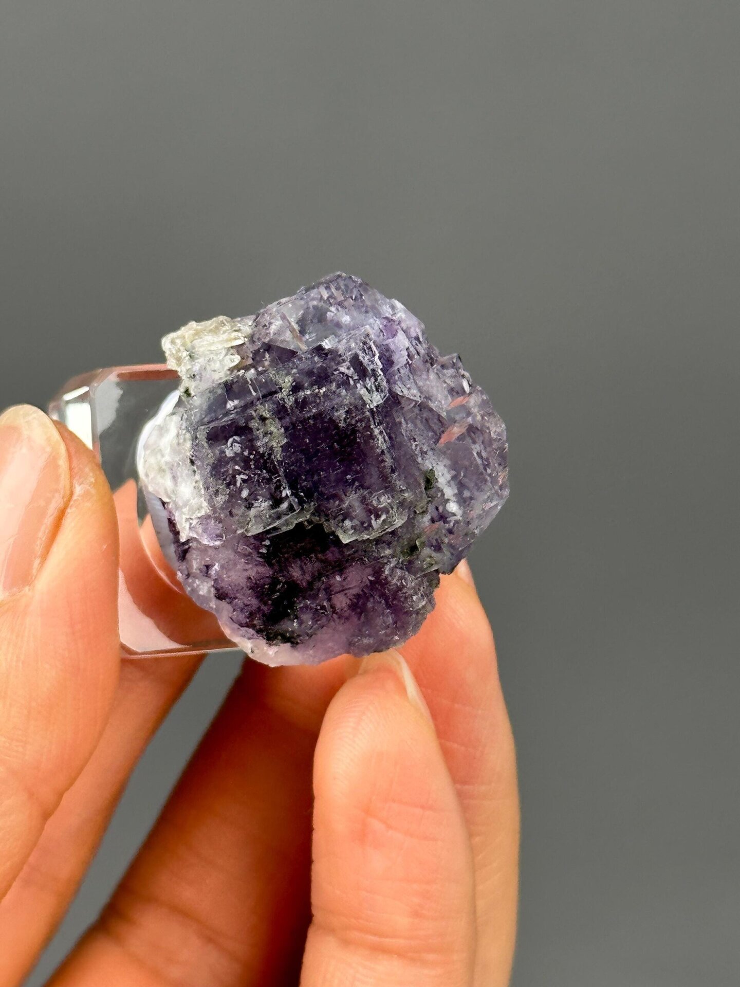 Deep purple fluorite quartz overhead view