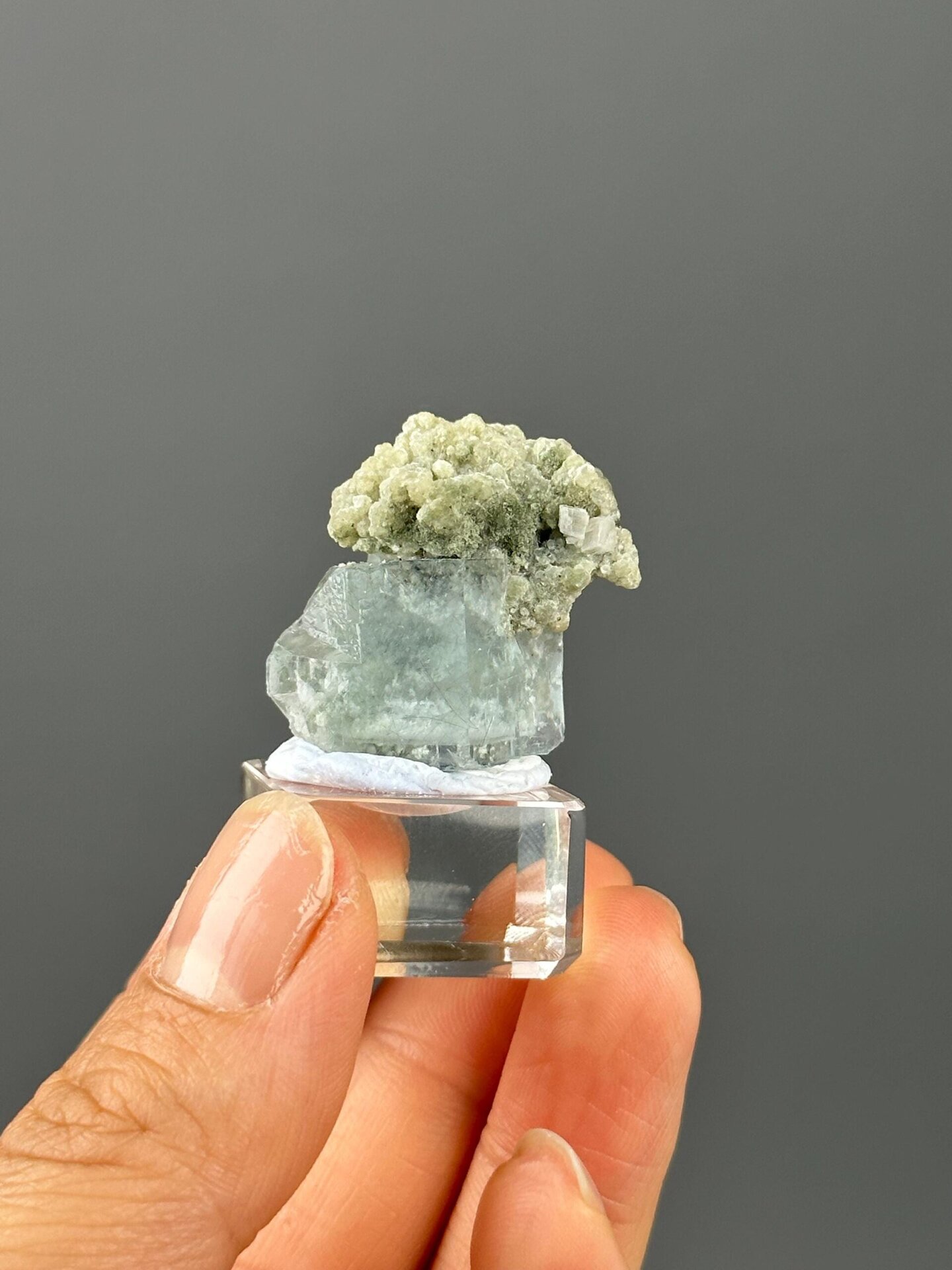 Green fluorite dolomite overhead top-down view