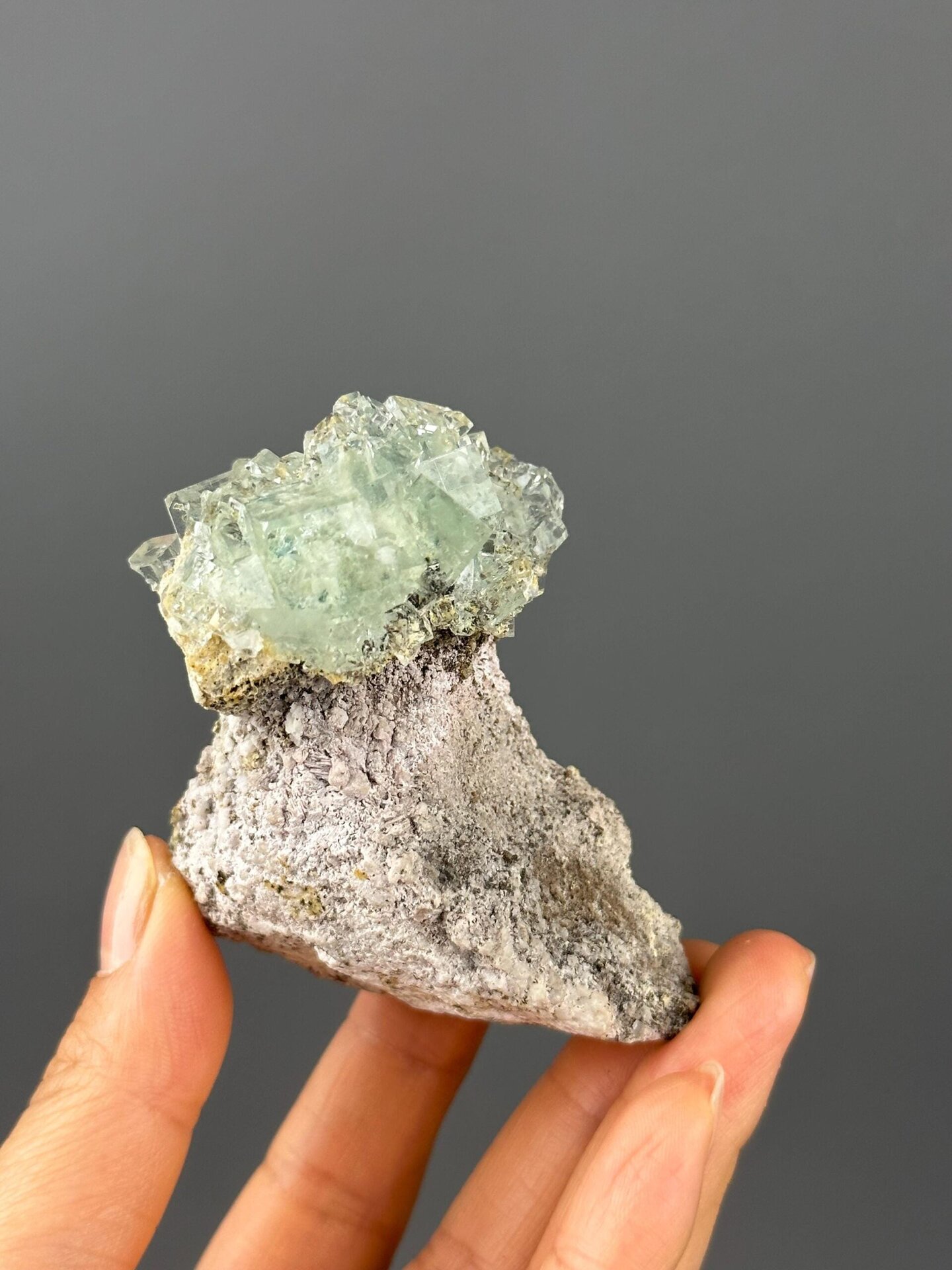 Rare mushroom form of stepped fluorite crystal