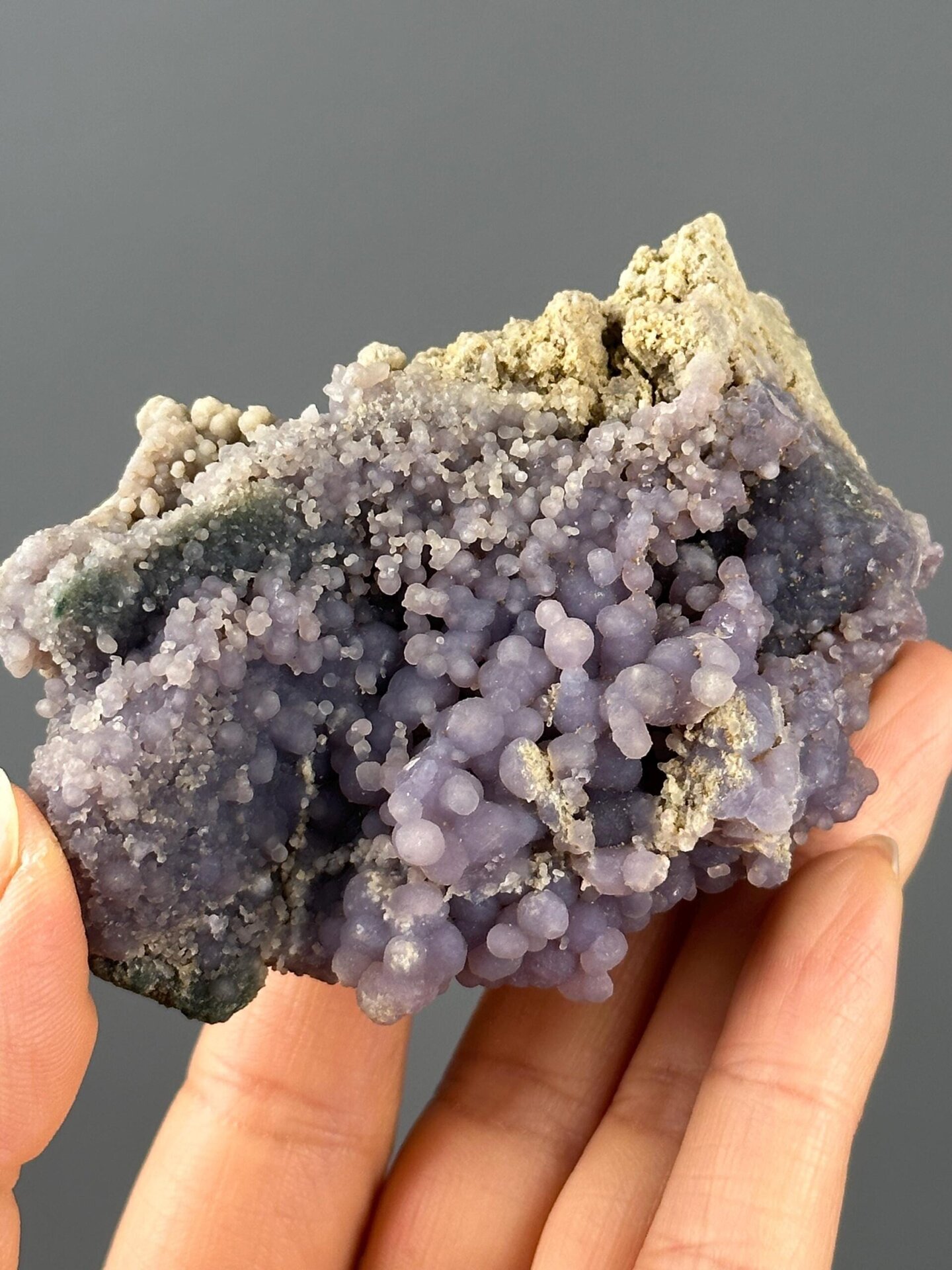 Waxy luster detail on botryoidal grape agate