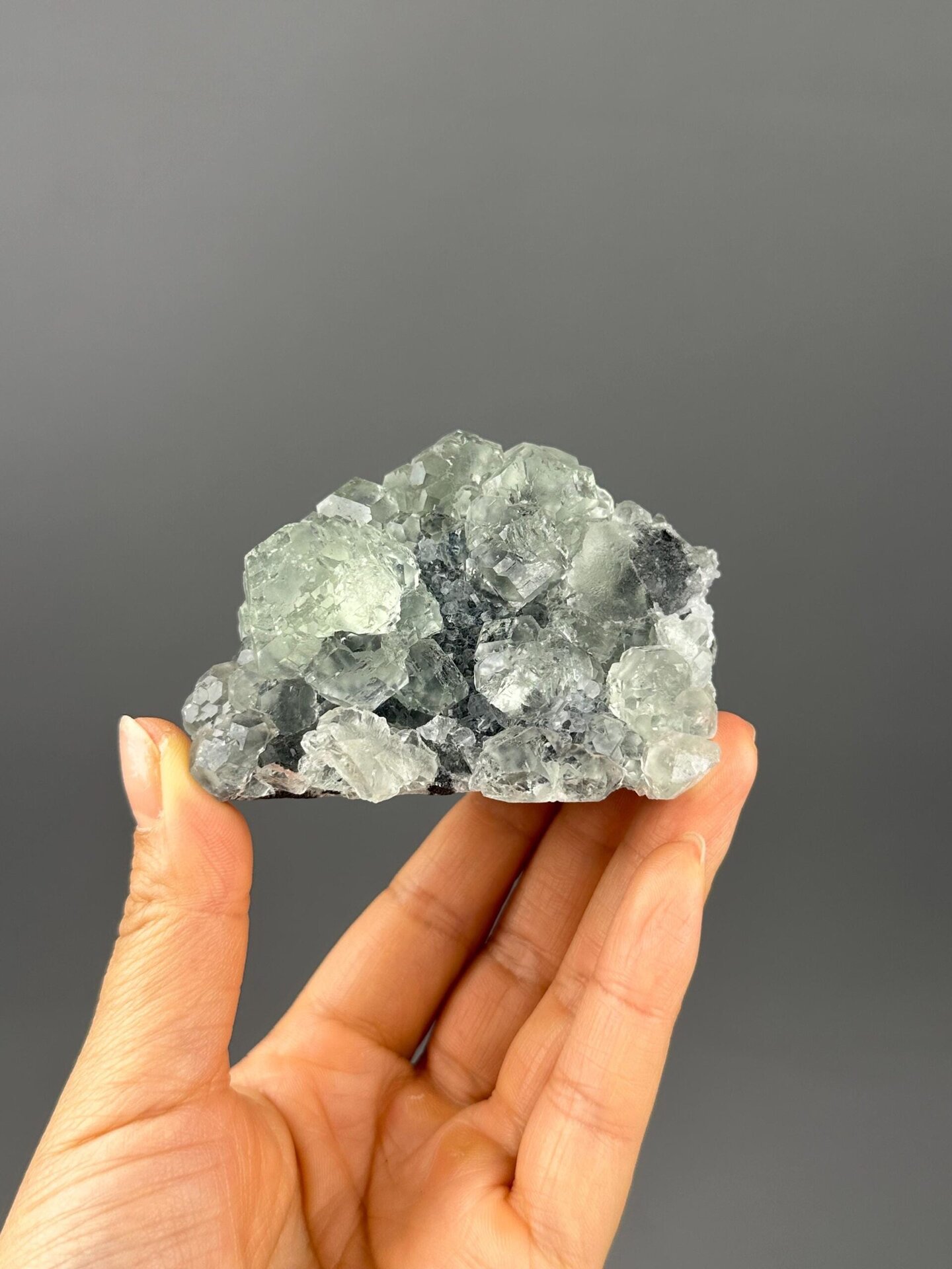 Close-up of spherical bubble-like fluorite formations