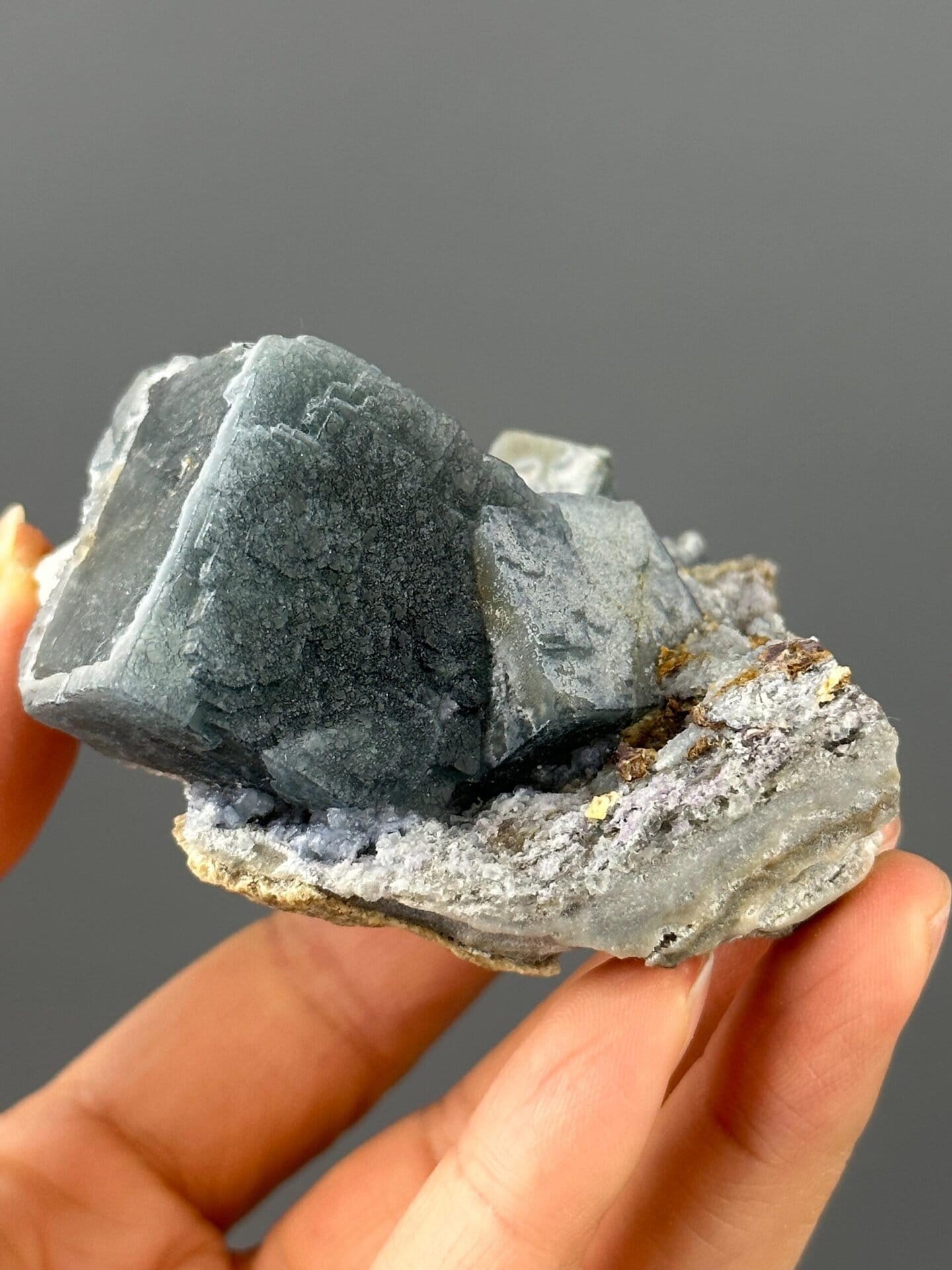 Step growth fluorite overhead top-down view