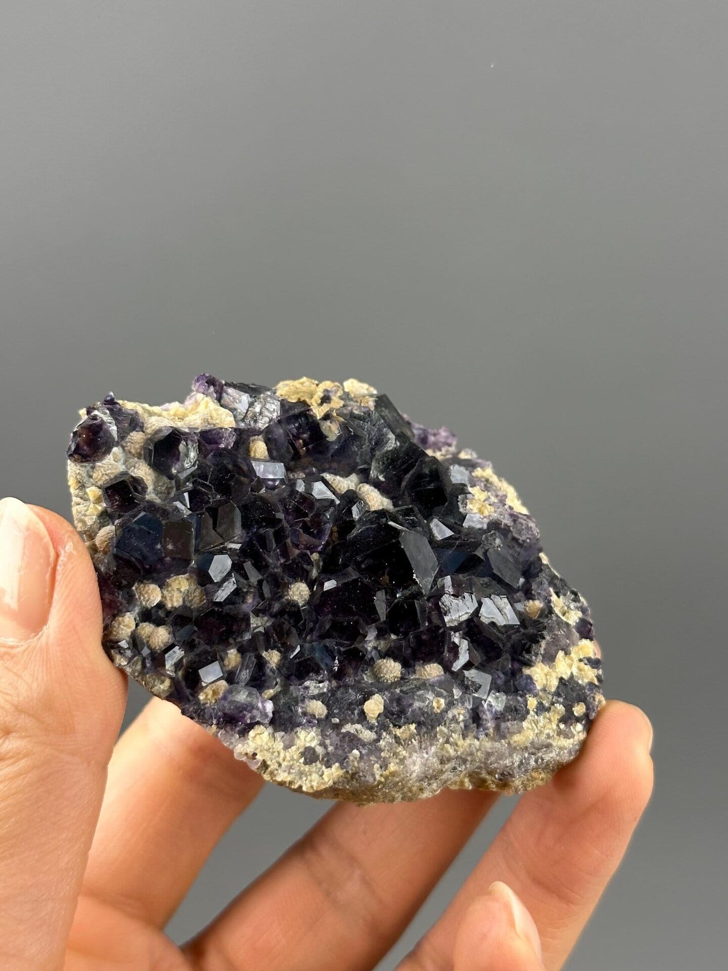 Purple fluorite translucent light transmission