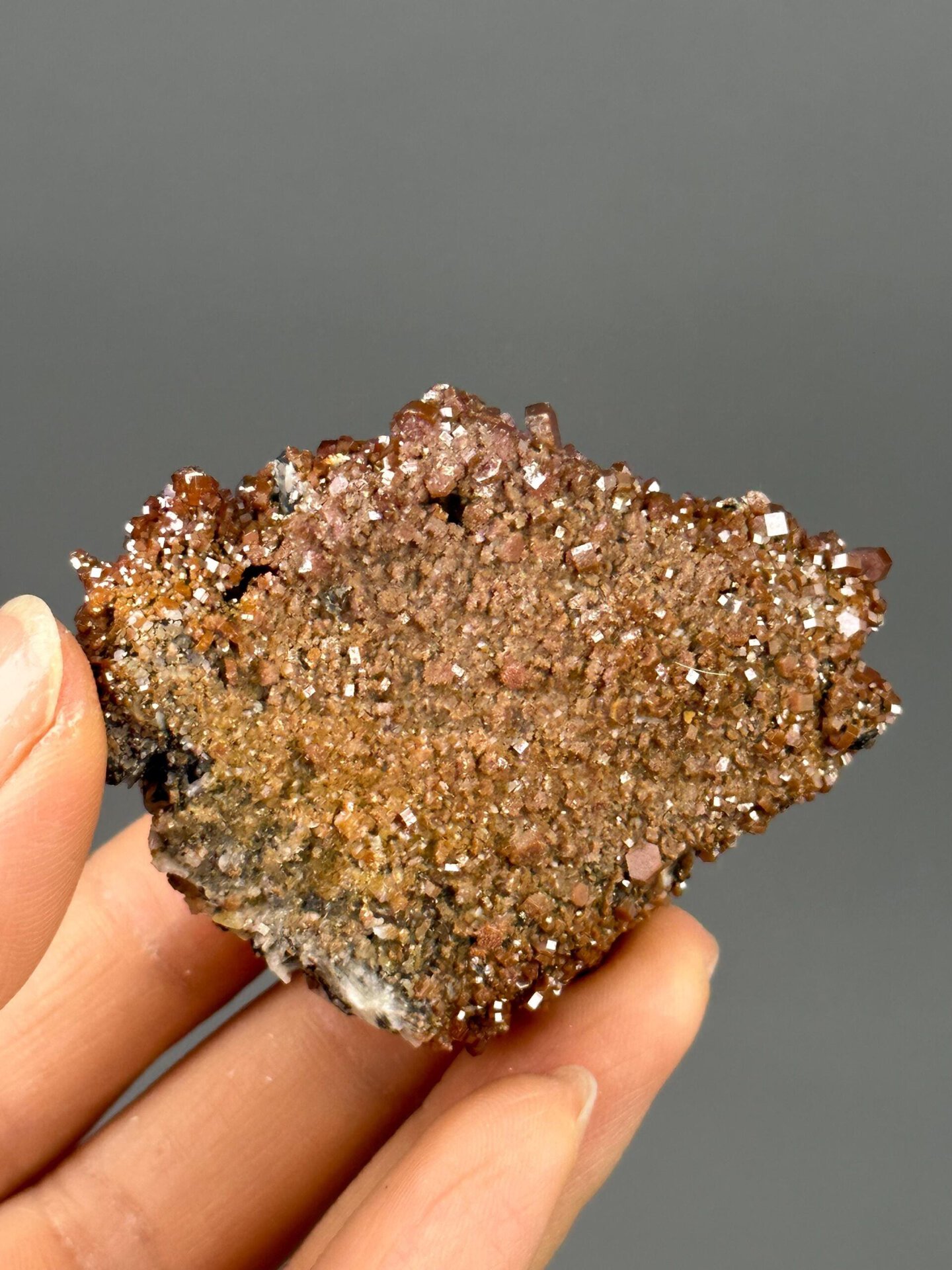 Sharp hexagonal prism detail of vanadinite crystals