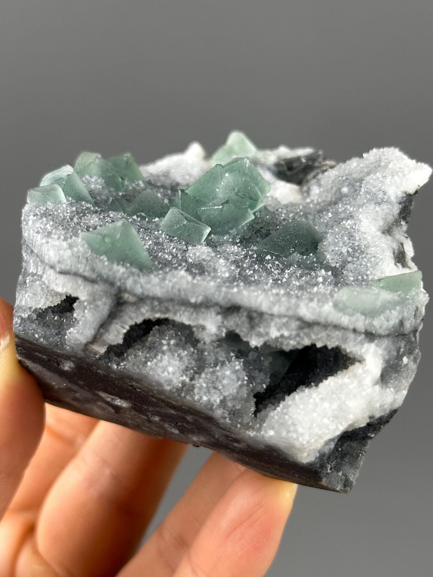 Sugary quartz texture on fluorite surface detail