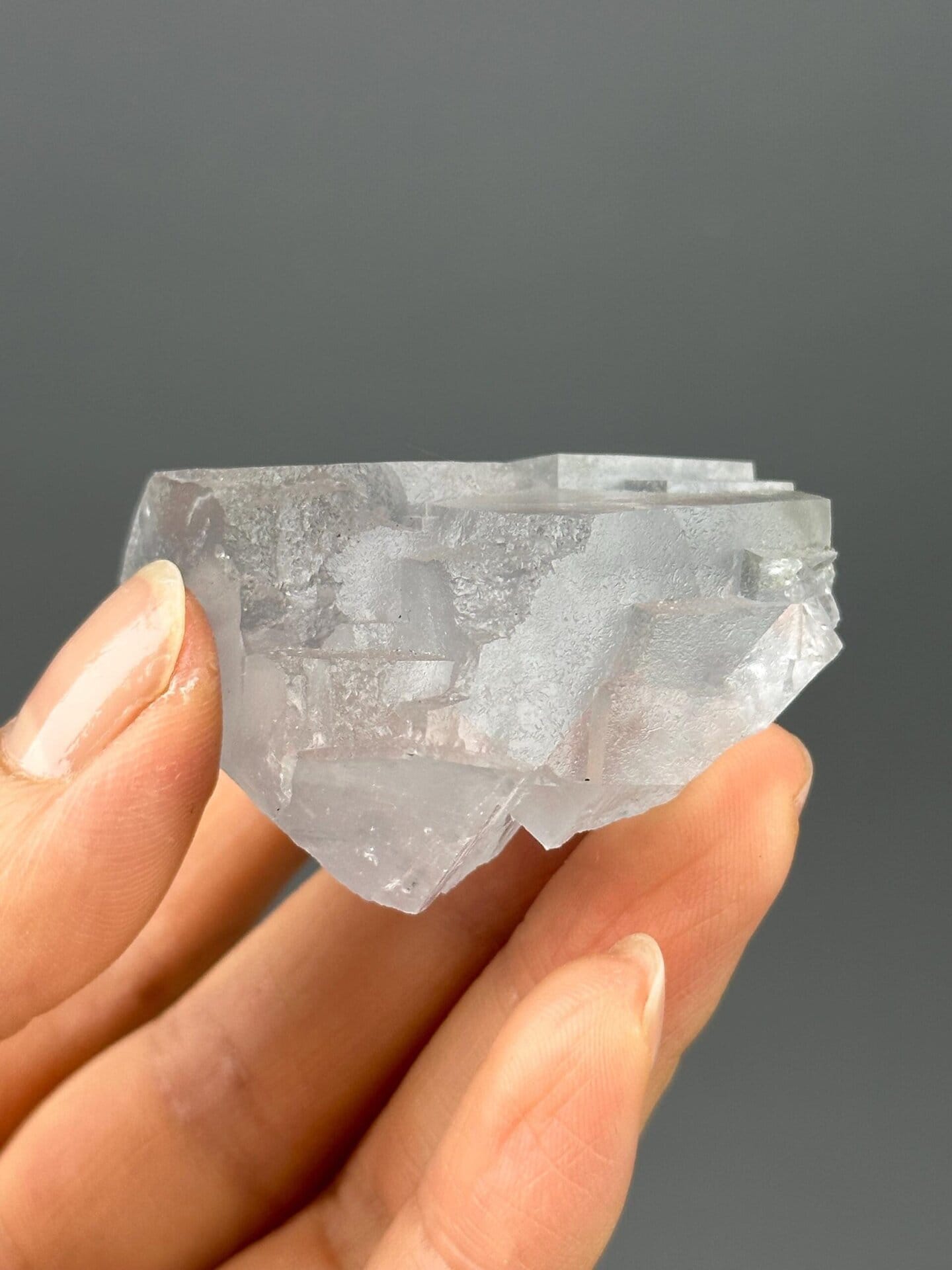 Blue phantom inclusions visible in translucent fluorite