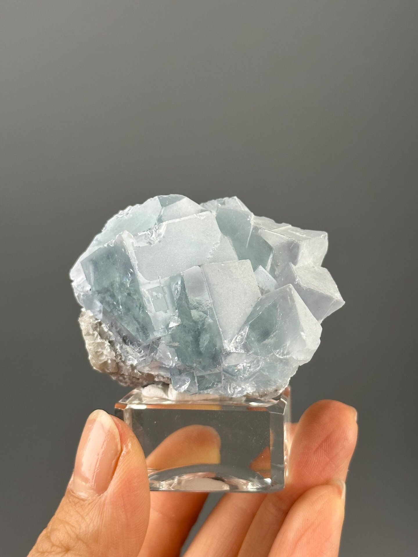 Scale reference of green-purple twin fluorite from YGX Mine