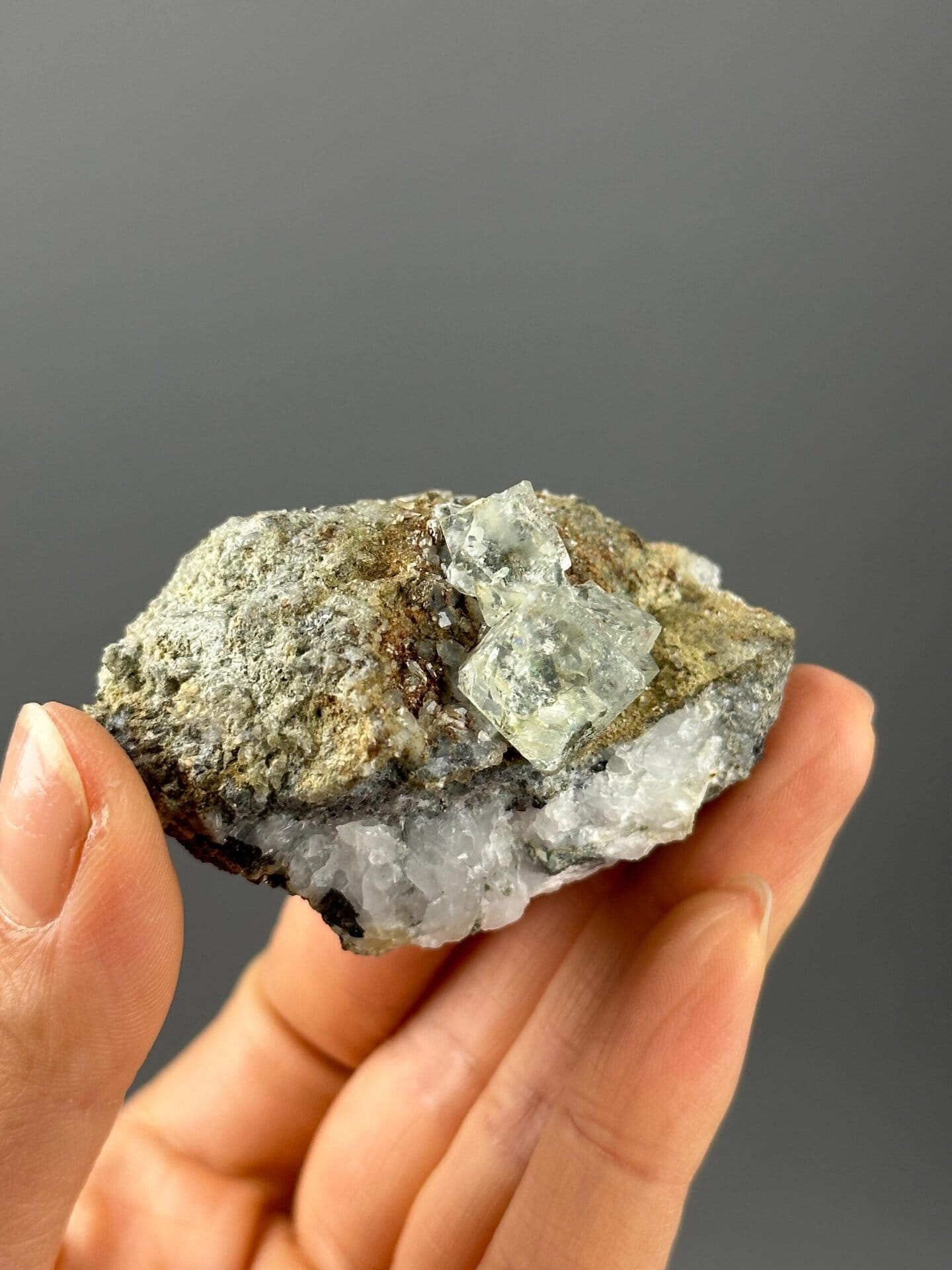 Top view of fluorite crystal clarity
