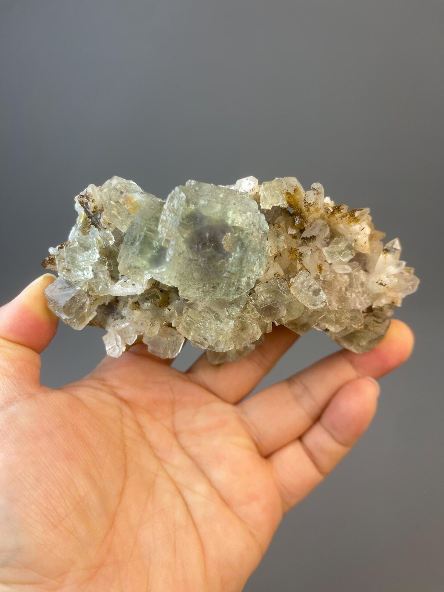 Green fluorite cubic cluster from Xianghualing Mine, Hunan
