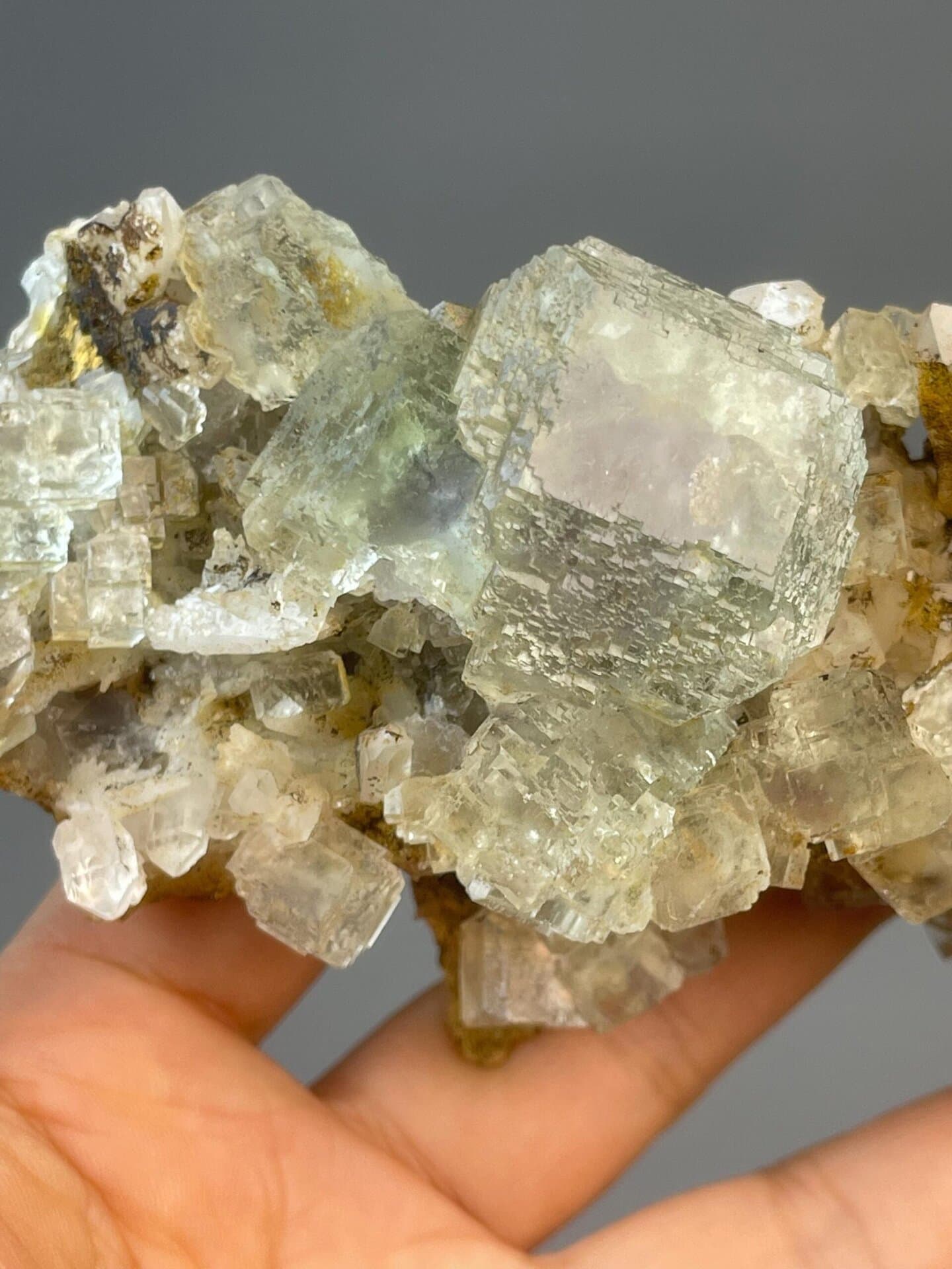 CaF₂ isometric green fluorite multi-crystal cubic cluster