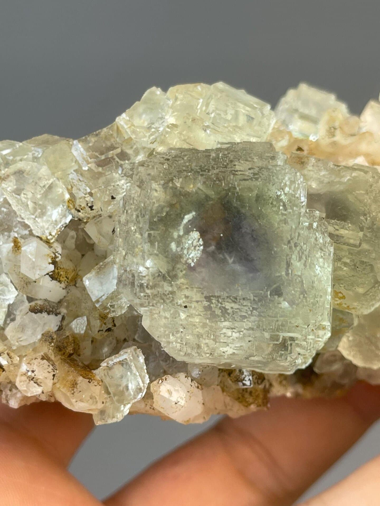 Multiple green fluorite cubic crystals from Xianghualing Mine