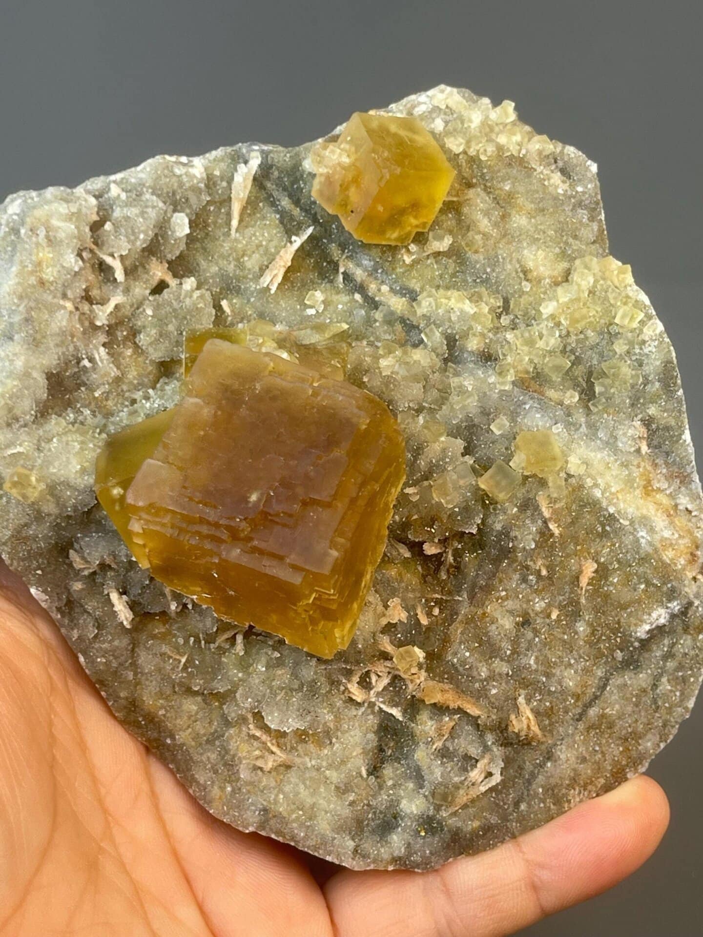 Rare golden fluorite from closed Anhui mineral locality
