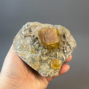 Golden Fluorite Mineral Specimen - Large Crystals - Rare Anhui Origin - Collector's Treasure