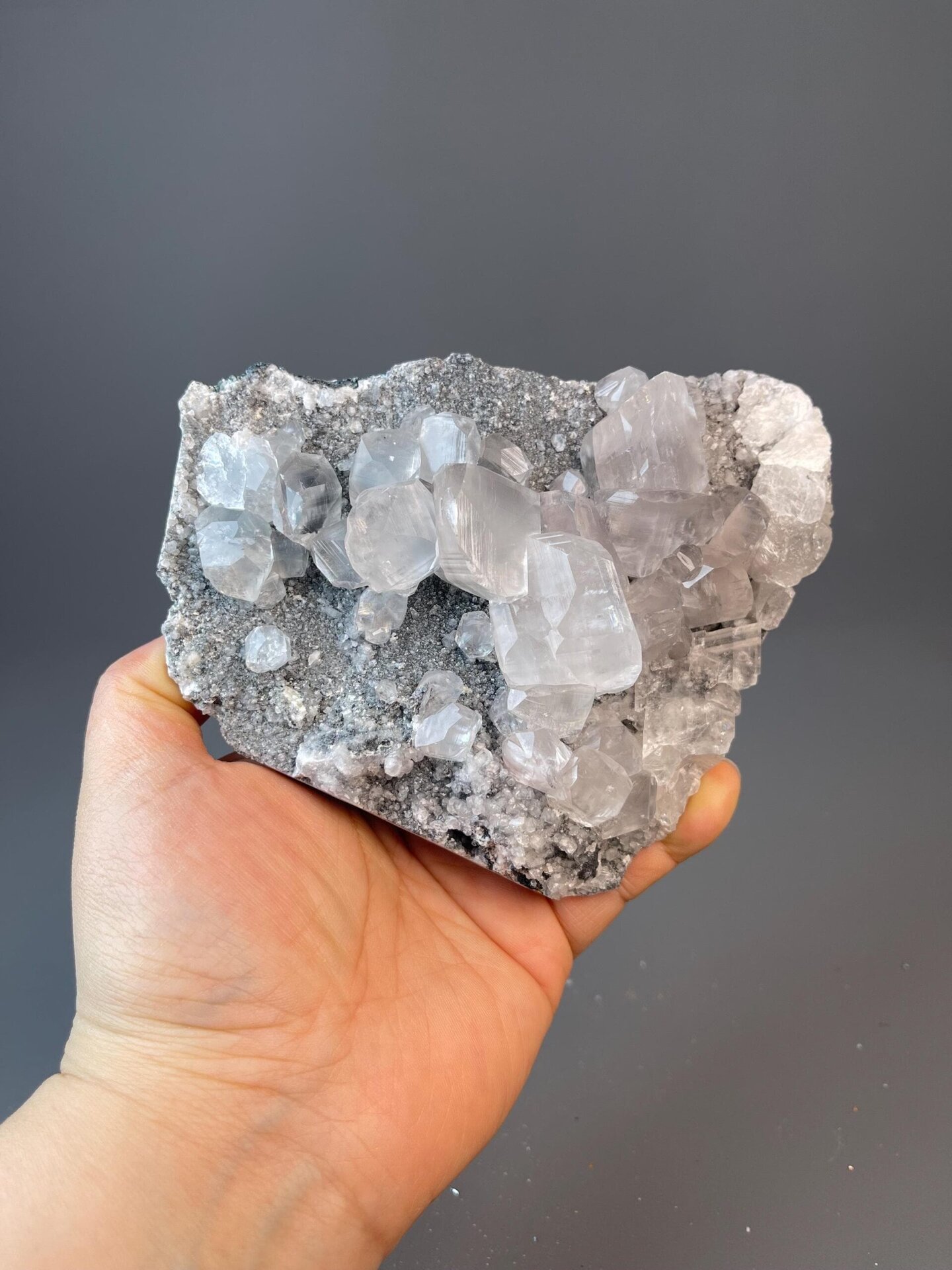 White calcite crystal group with bright vitreous luster, Fujian