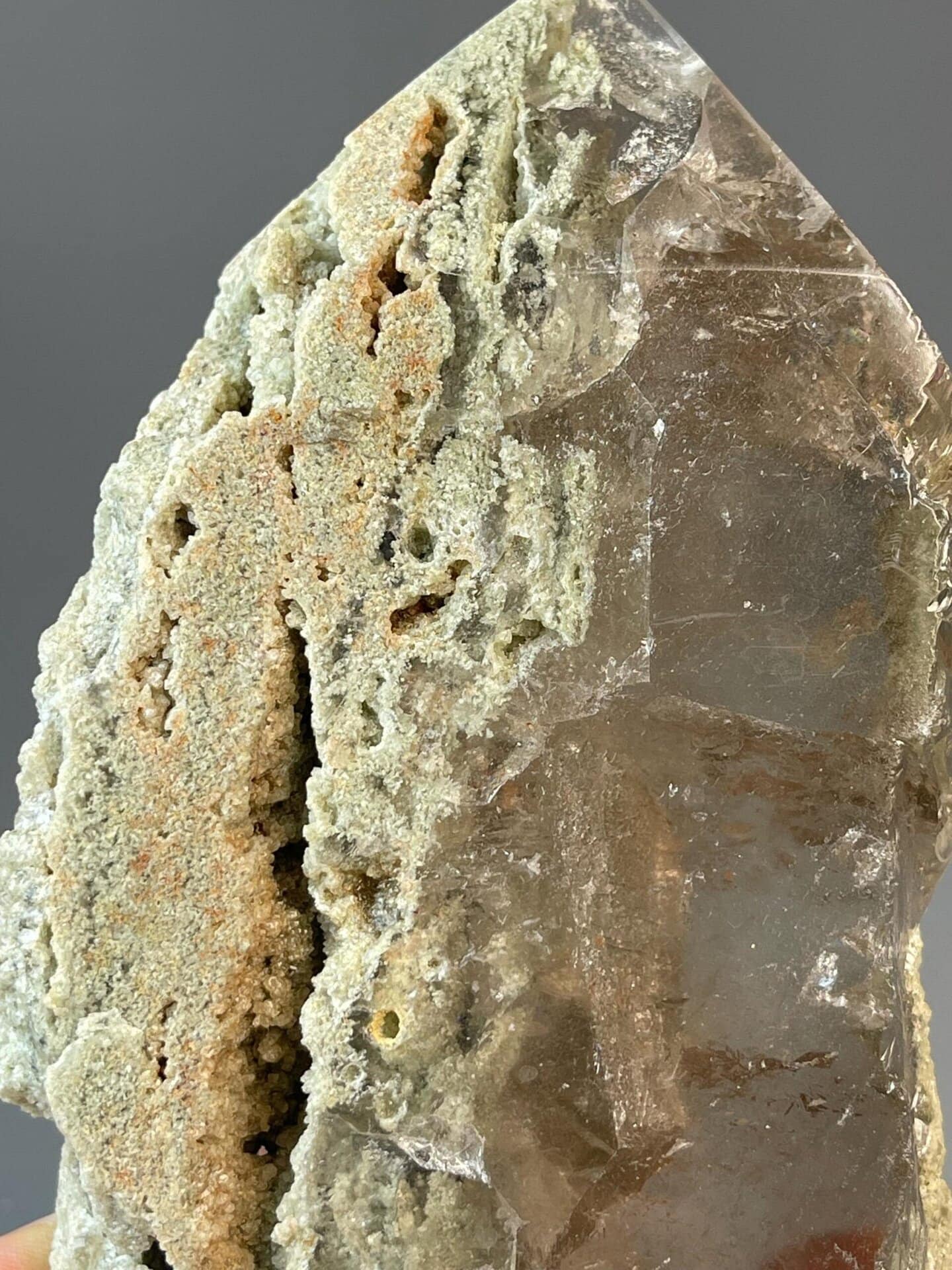 Collector hand-carved calcite crystal tower specimen