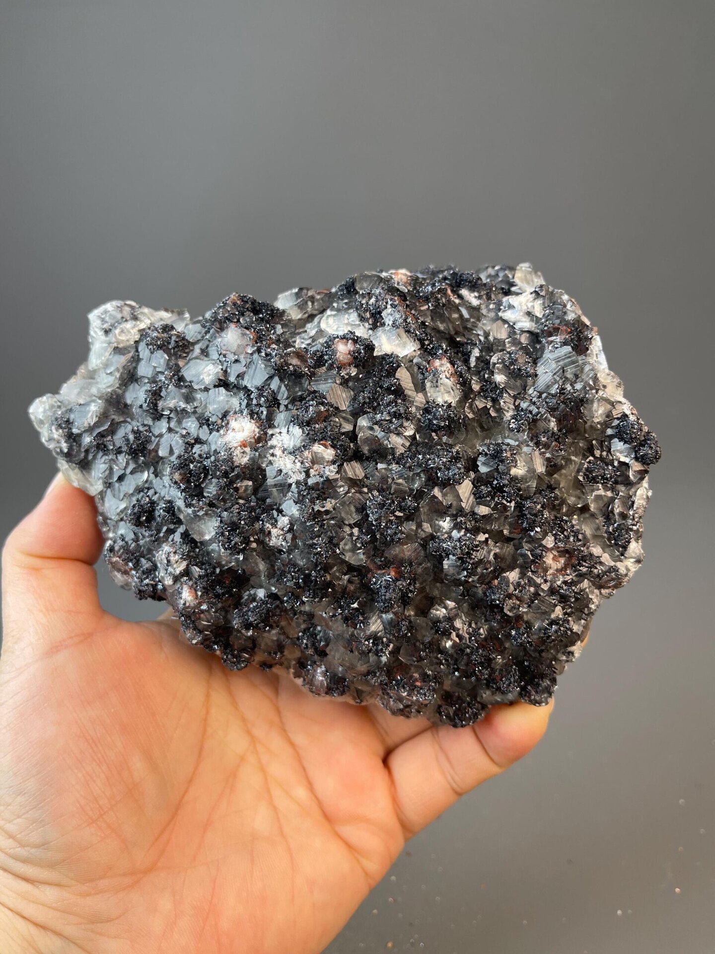 Hematite and calcite cluster measuring 5.5×4.5×2.0 inches