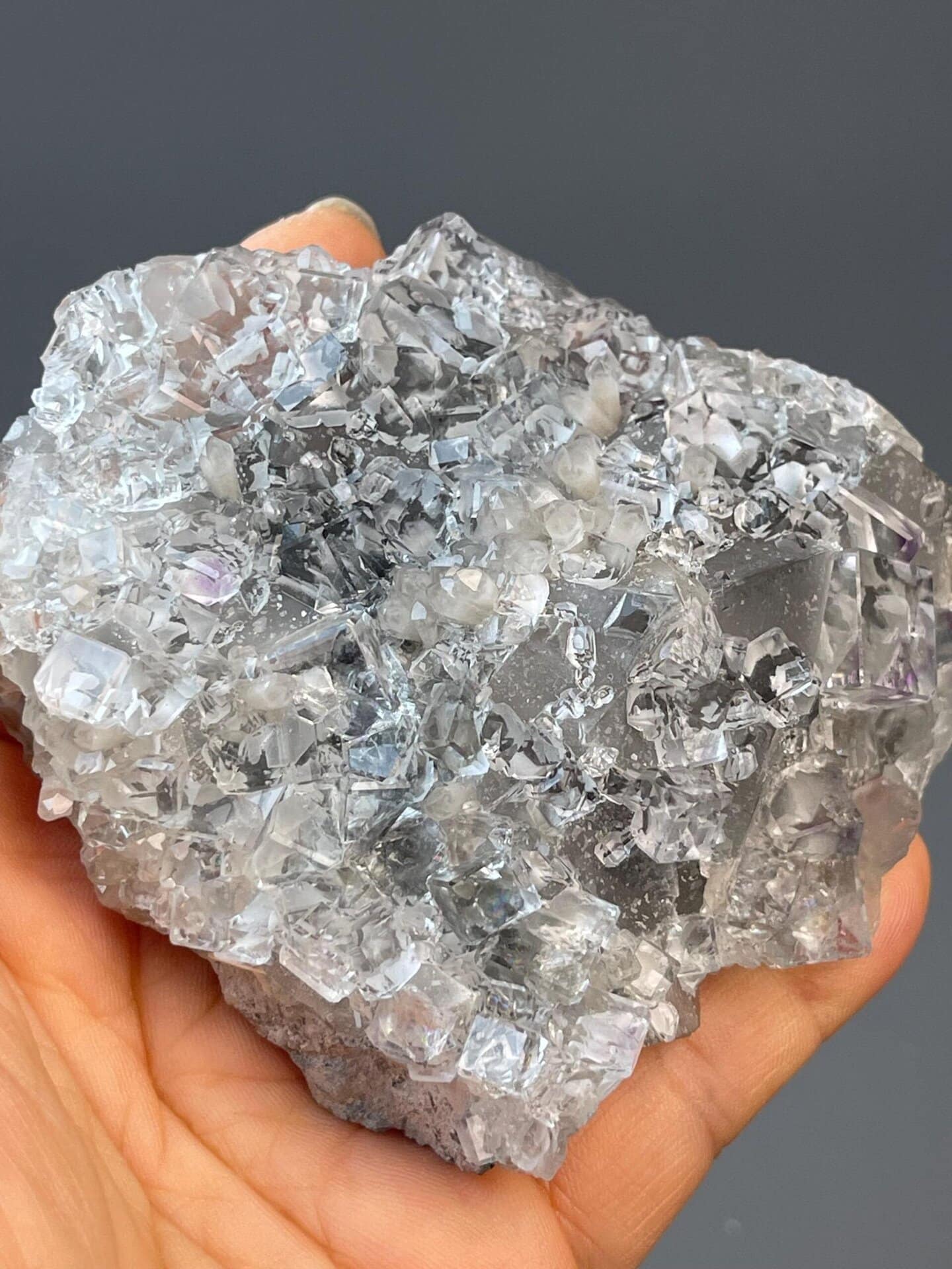 Glass-clear fluorite cluster, 8.47 oz, vitreous luster