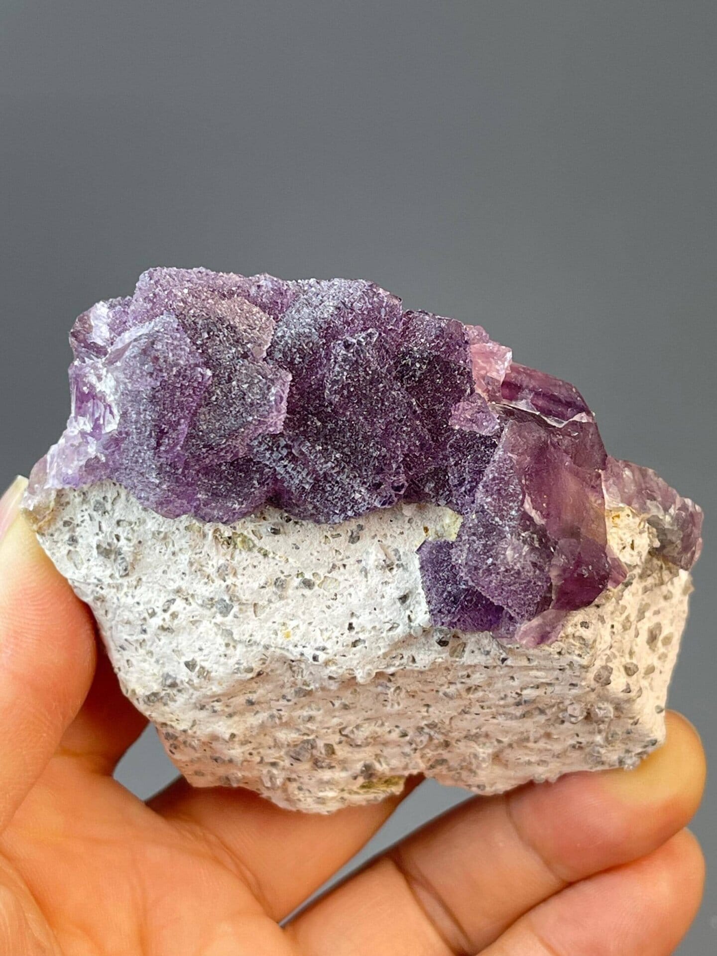 Purple fluorite octahedron cluster from Guizhou old mine, China
