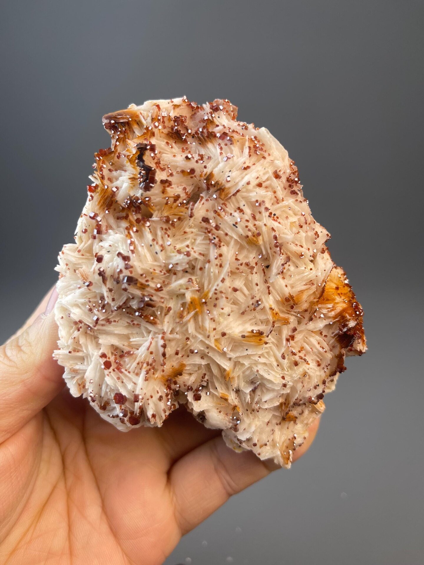 Vanadinite crystal cluster on yellow matrix from Morocco