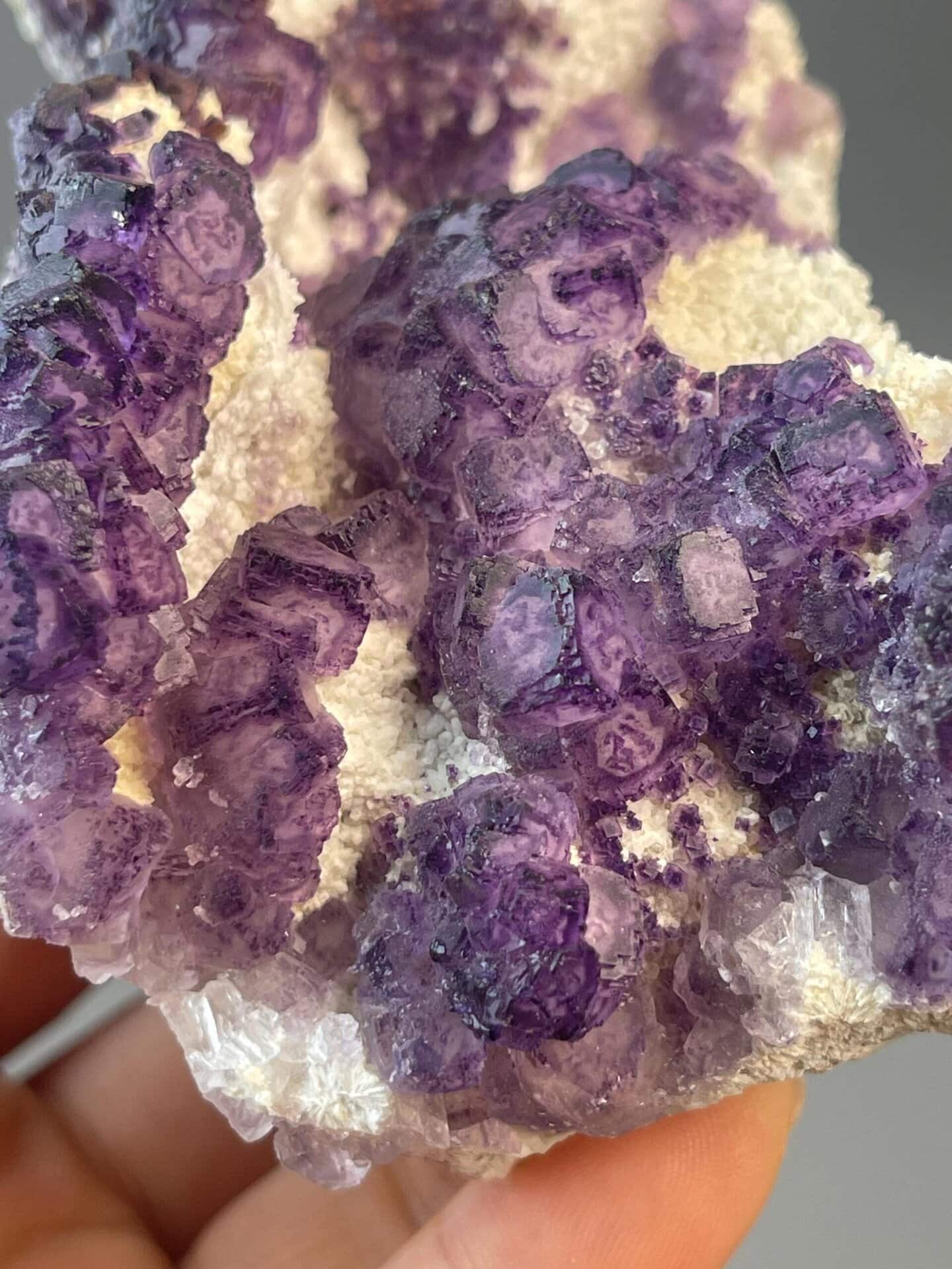 Guizhou purple fluorite forming fan-shaped crystal matrix