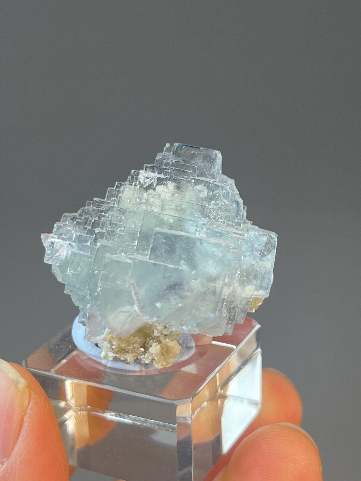 Sky blue phantom fluorite on dolomite from Yaogangxian, Hunan