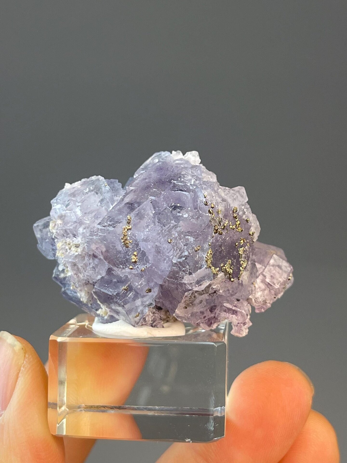 Purple flower fluorite with pyrite from Yaogangxian, Hunan, China