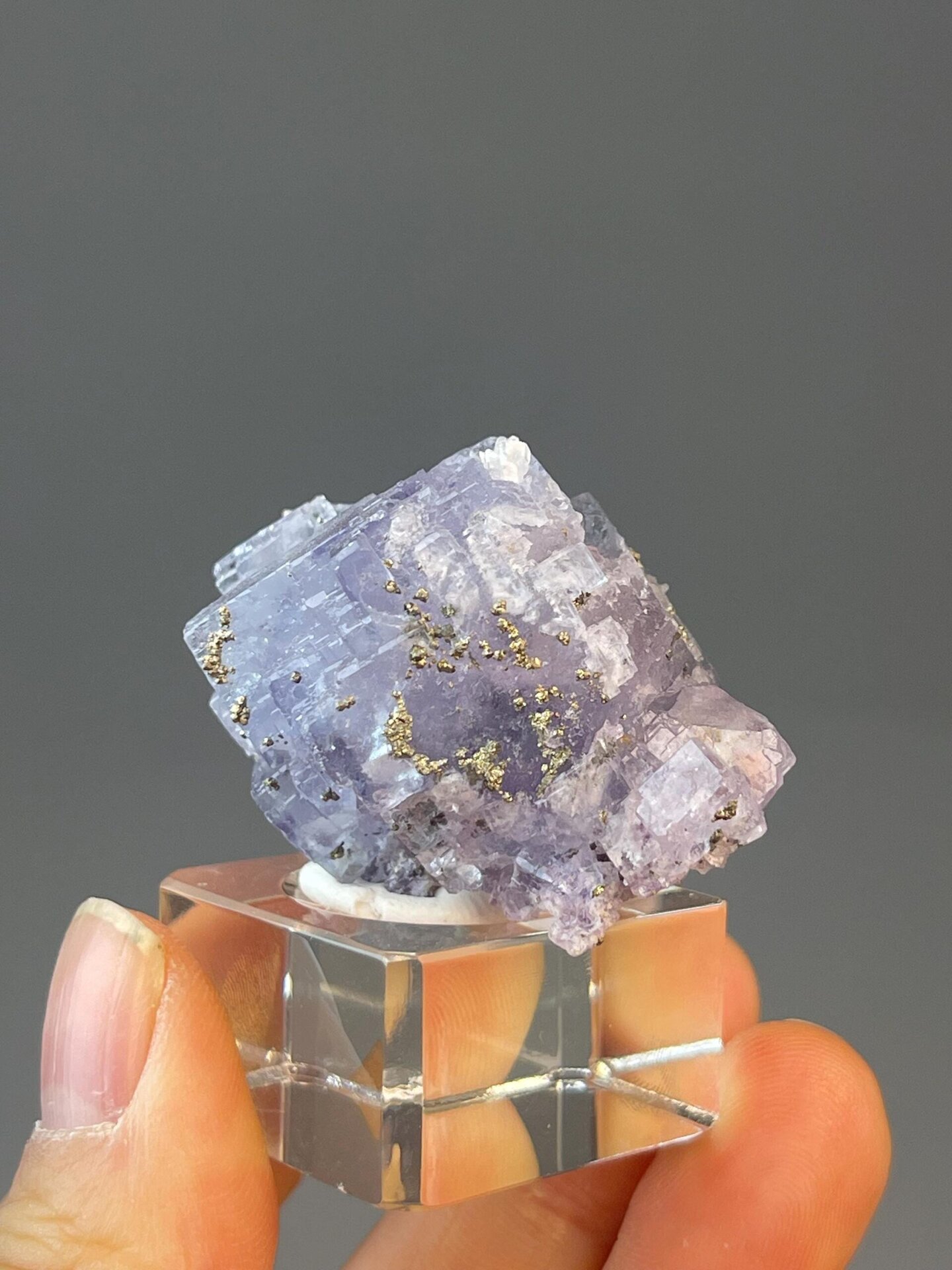 Flower fluorite with pyrite, 1.59 oz, vitreous luster